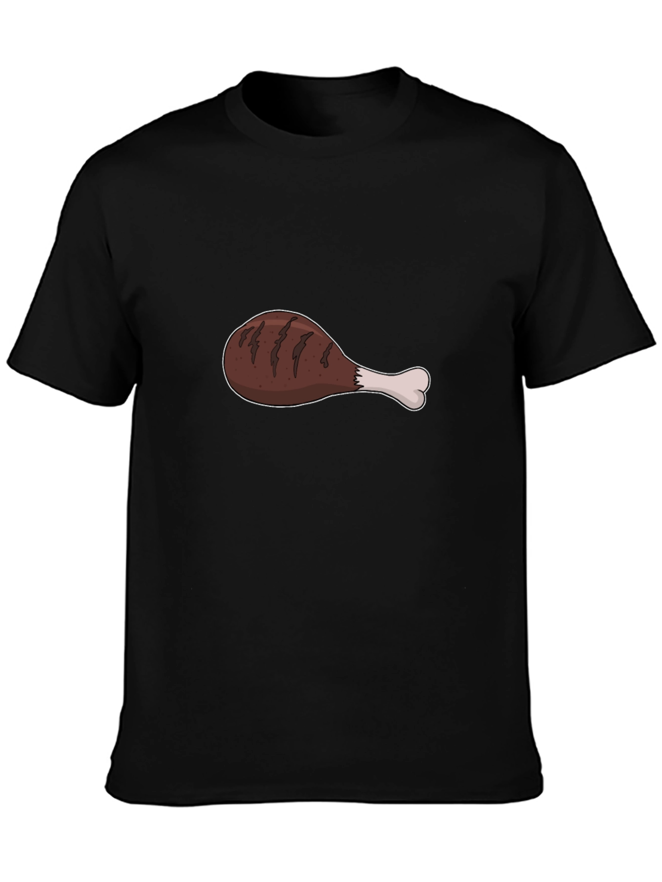 Cartoon Drumstick T-Shirt - Black Cotton Tee