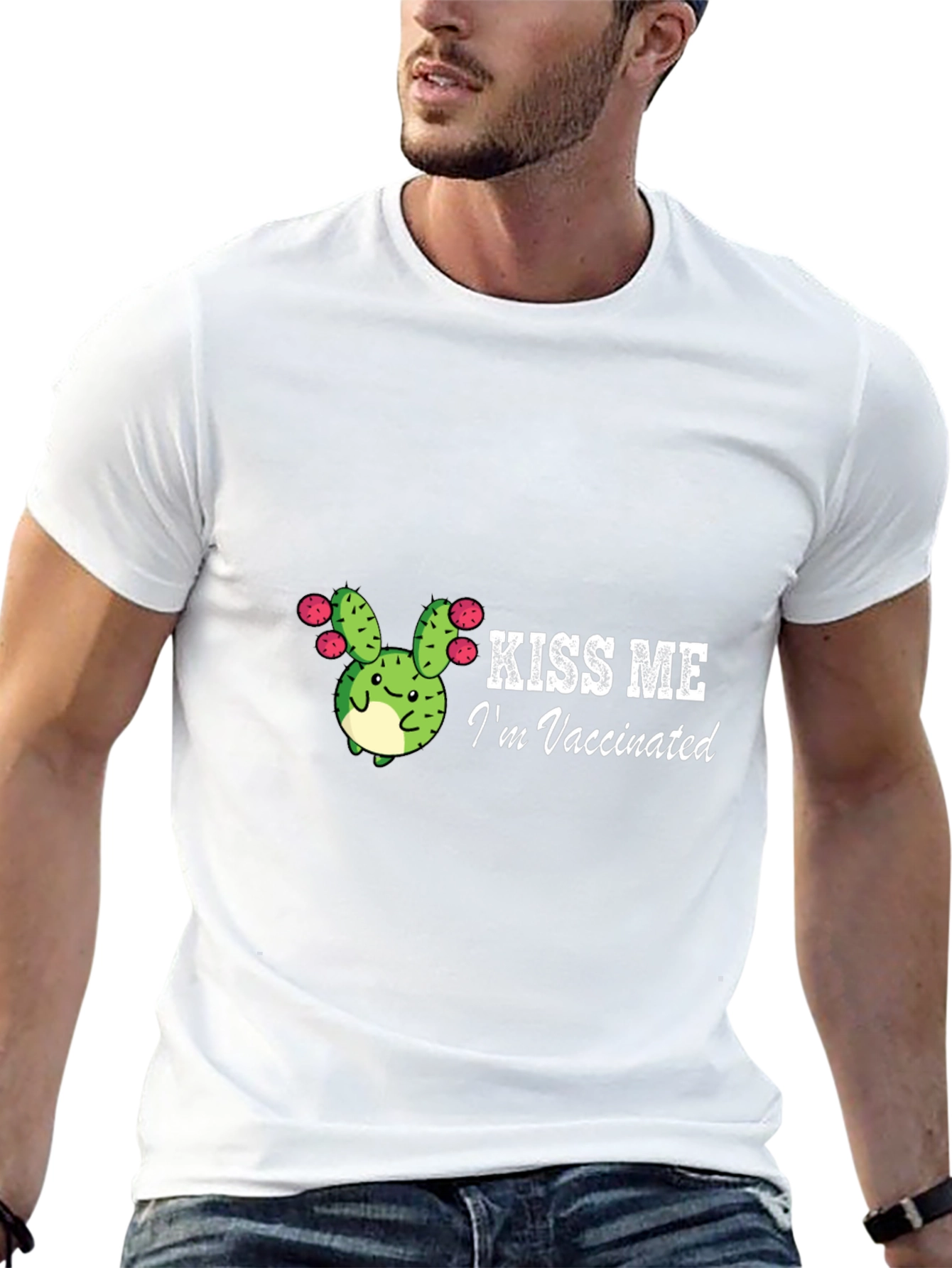 Kiss Me Im Vaccinated Cactus Graphic Tee