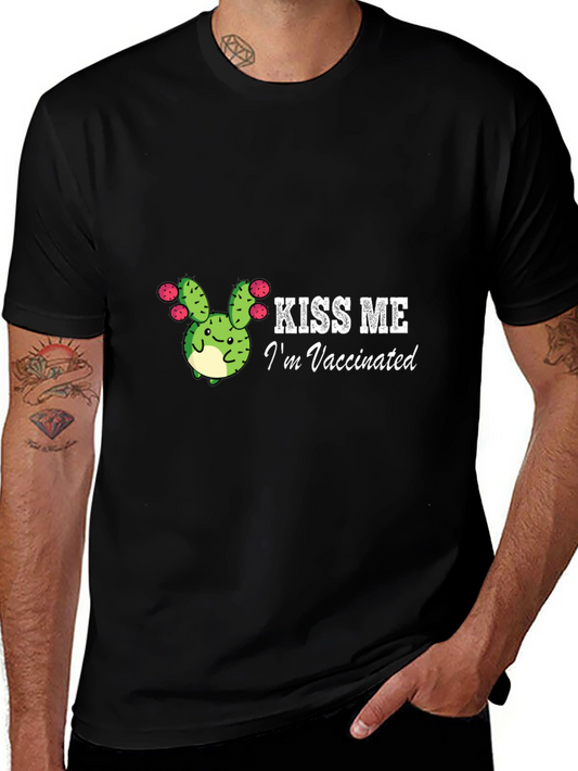 Kiss Me Im Vaccinated Cactus Graphic Tee
