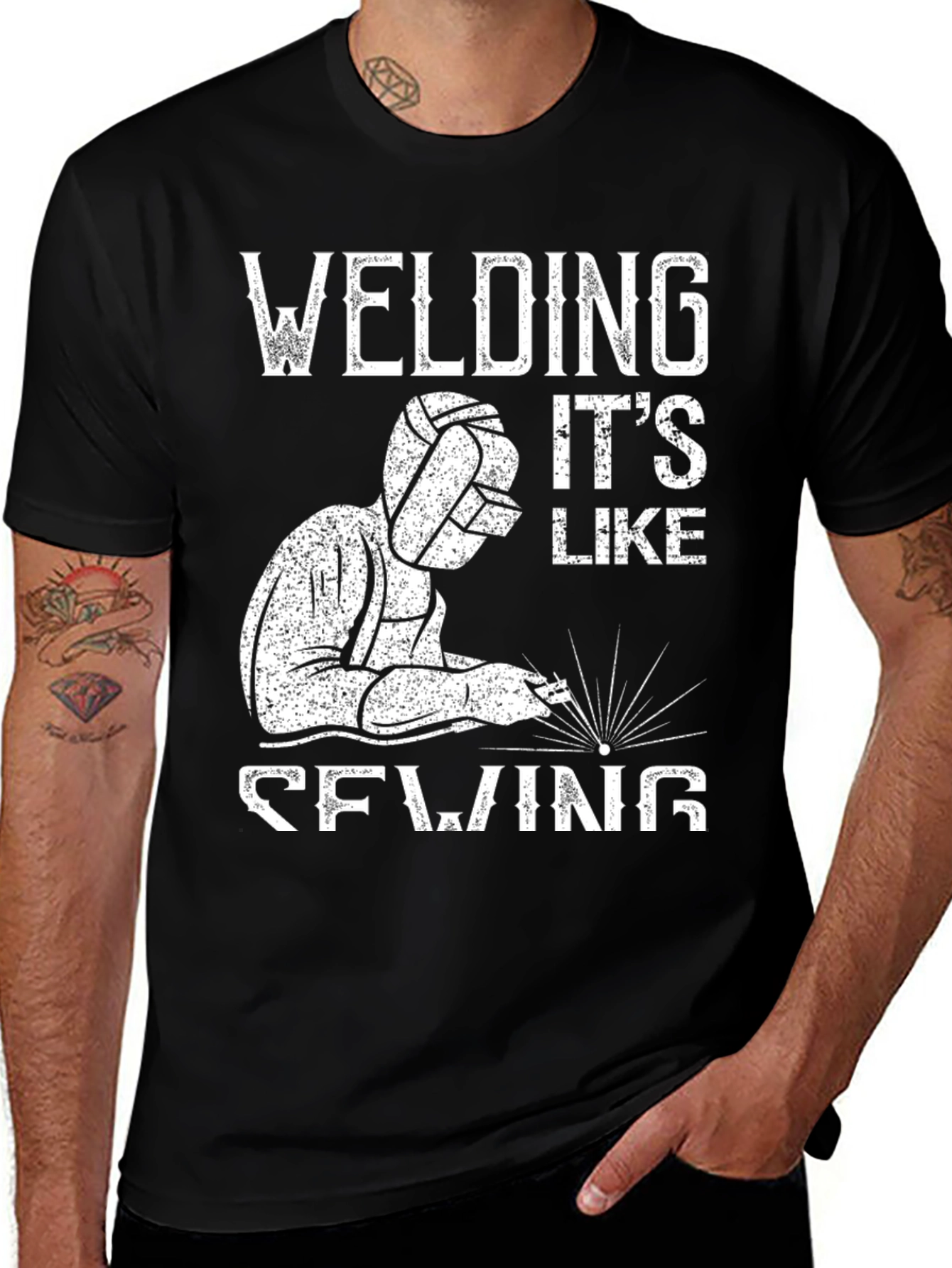 Welding Its Like Sewing Black T-Shirt