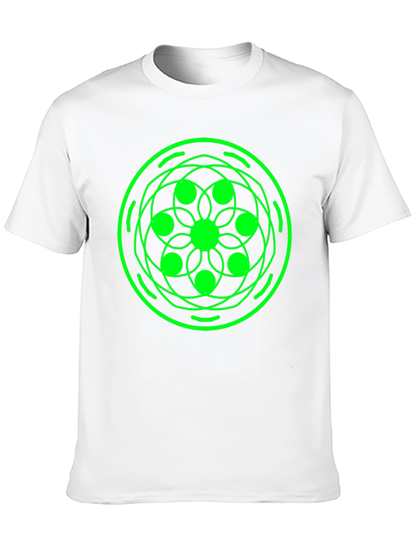 Geometric Green Design Black T-Shirt