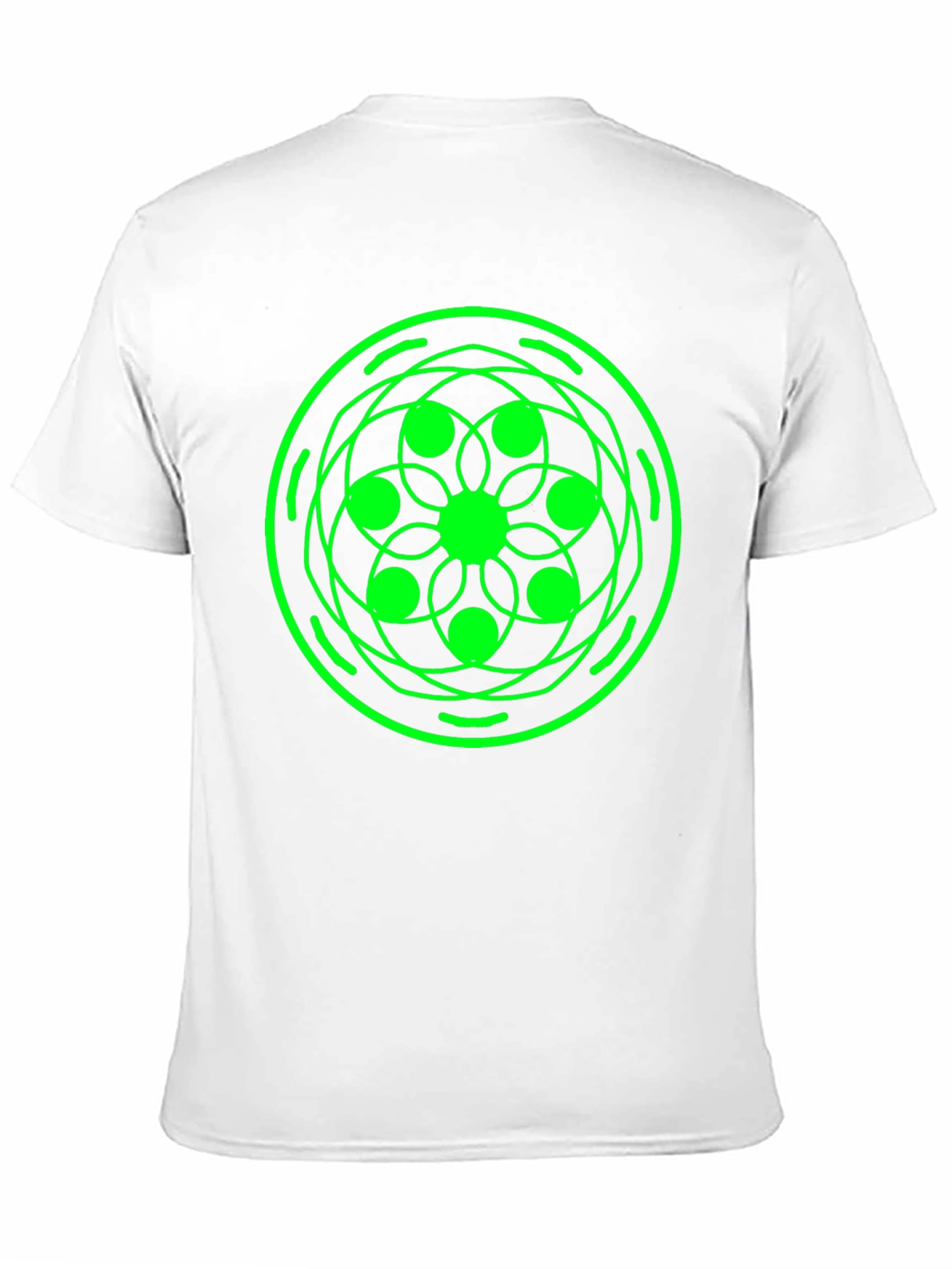 Geometric Green Design Black T-Shirt