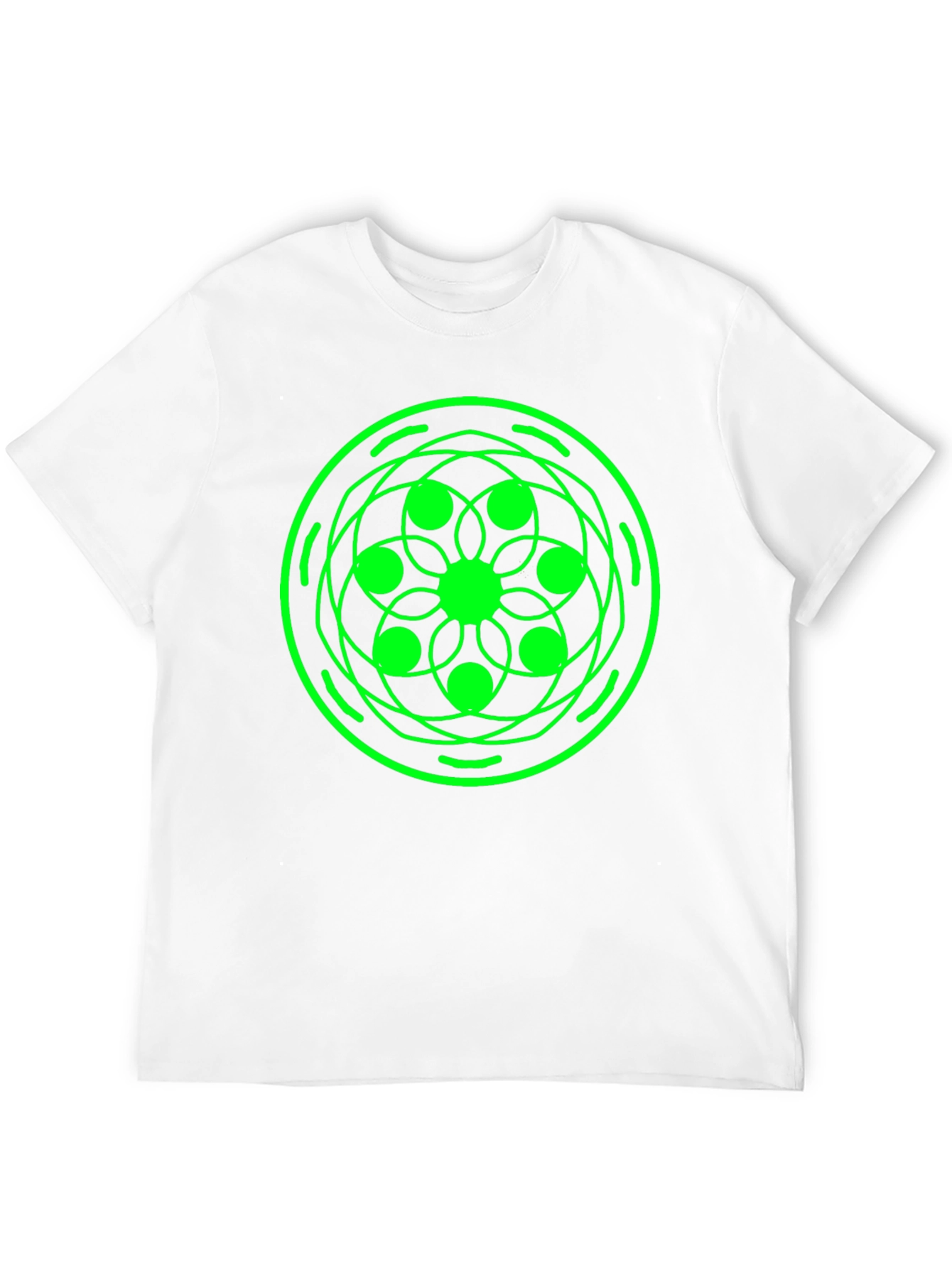 Geometric Green Design Black T-Shirt