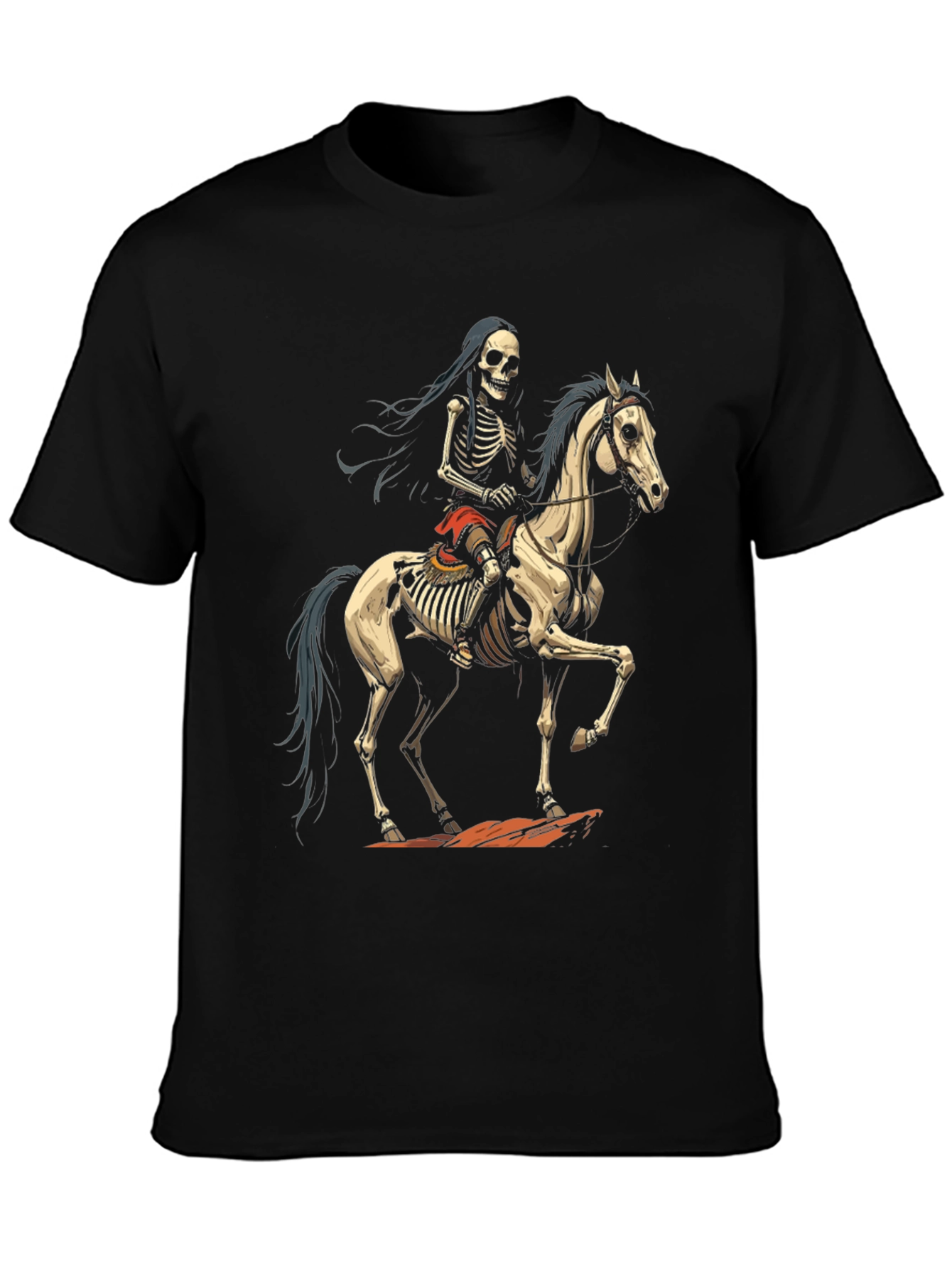 Skeleton Rider Graphic Tee - Dark Humor Style