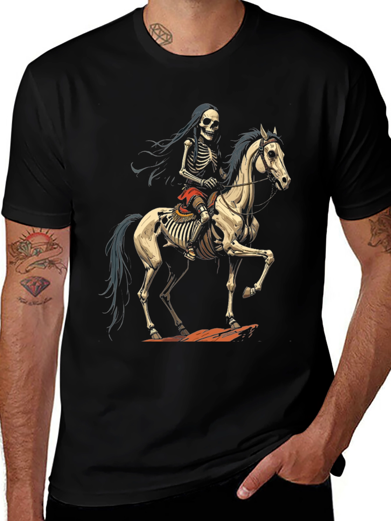 Skeleton Rider Graphic Tee - Dark Humor Style
