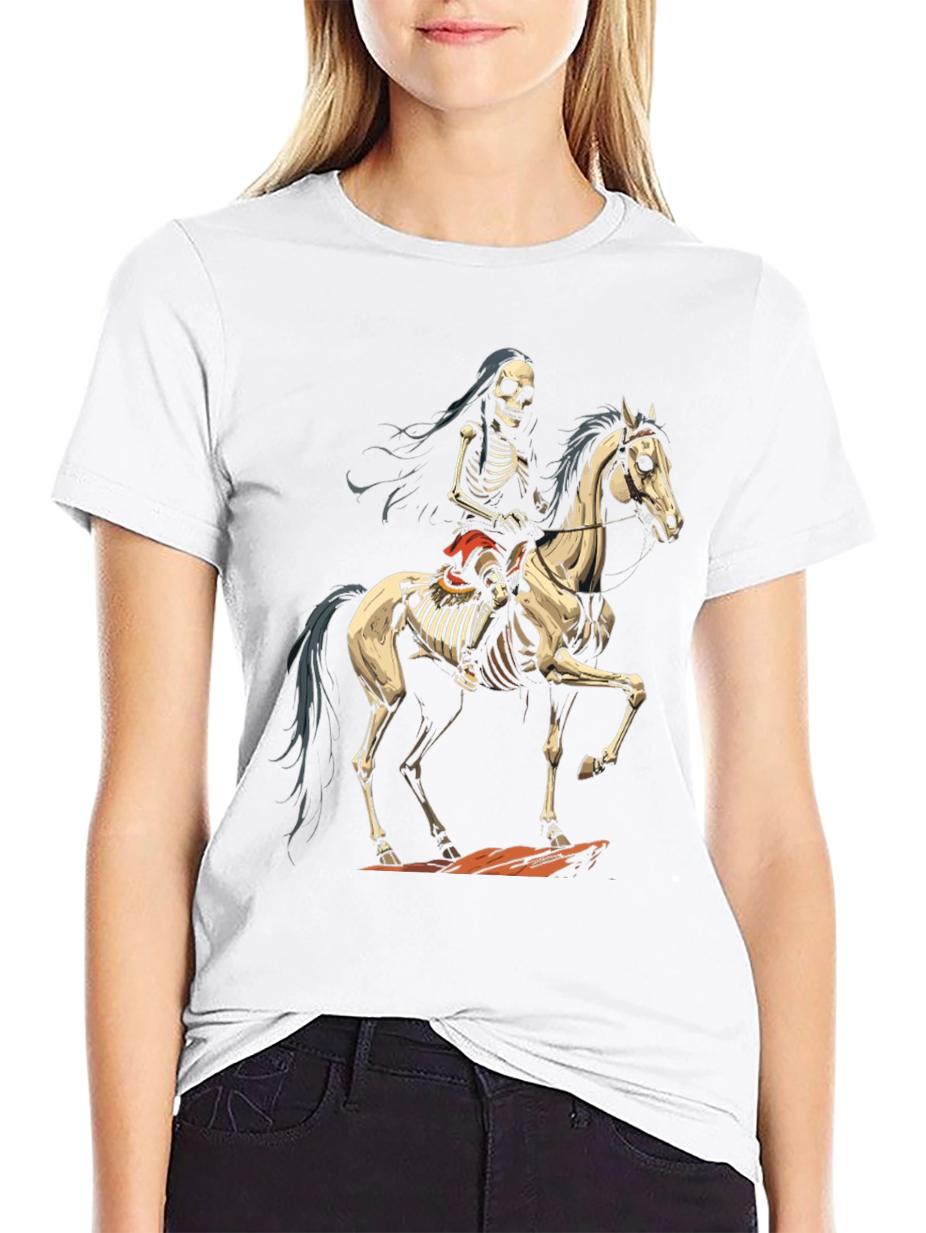 Skeleton Rider Graphic Tee - Dark Humor Style