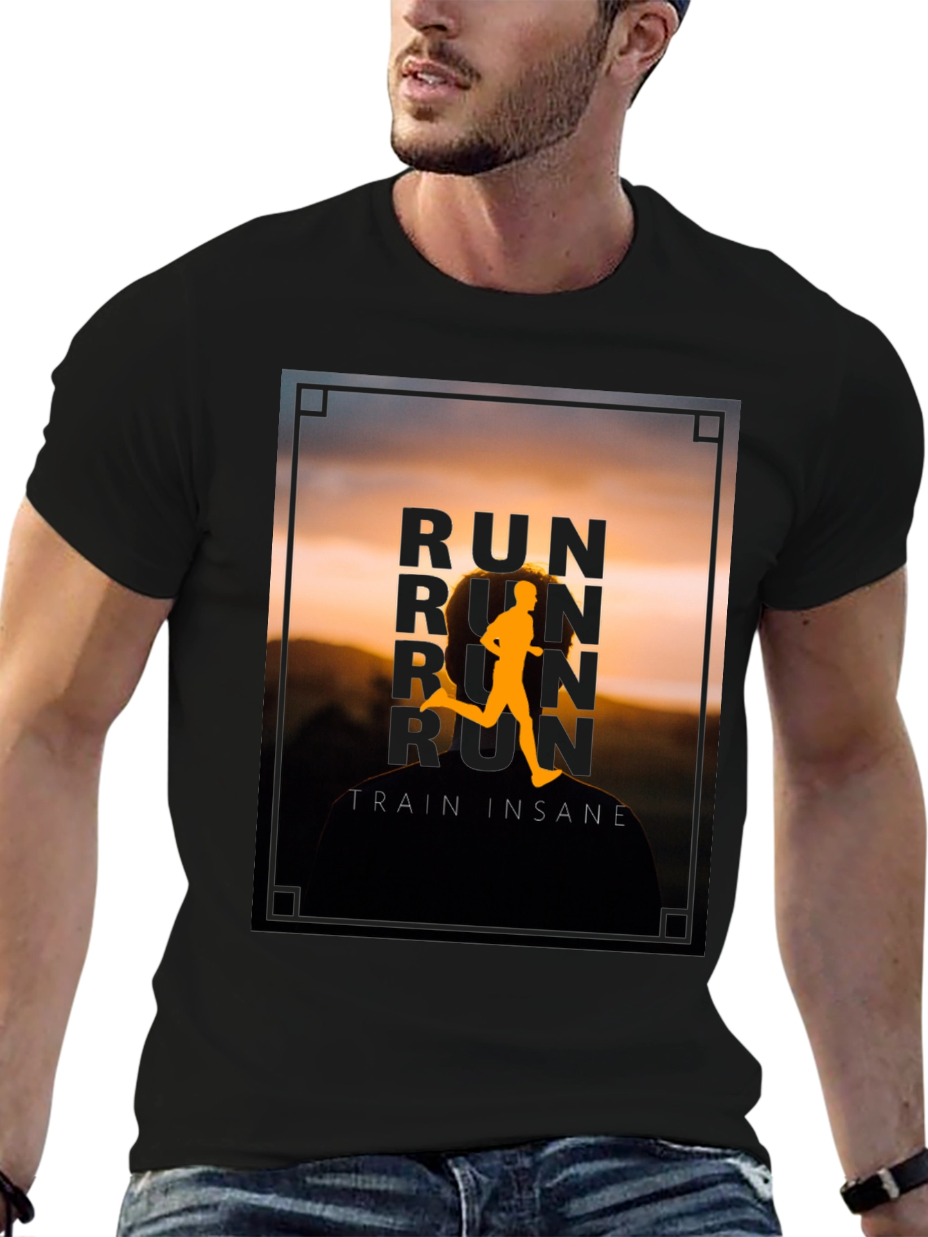 Run Train Insane Graphic Tee - Black Cotton T-Shirt