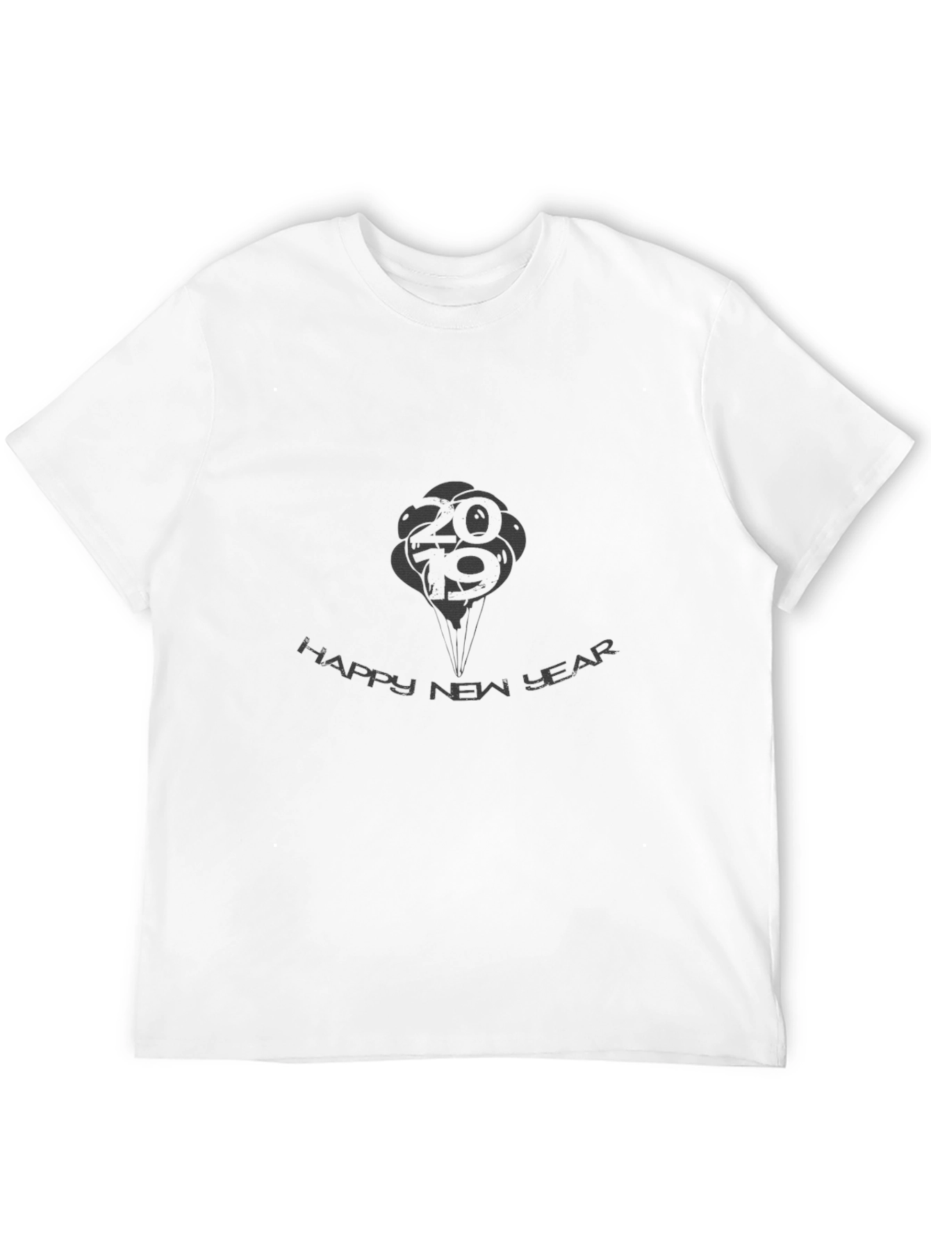 Mens Black Happy New Year 2019 Graphic T-Shirt