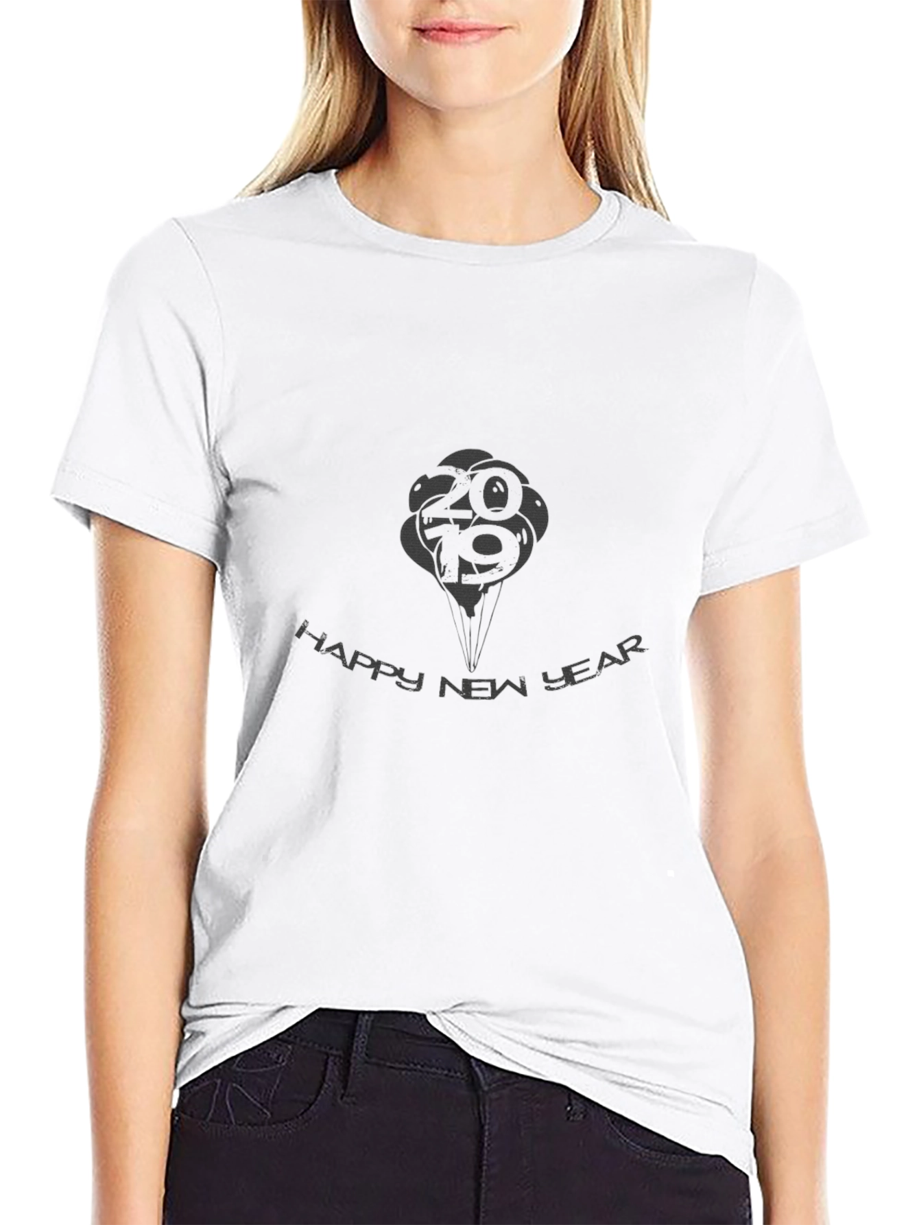 Mens Black Happy New Year 2019 Graphic T-Shirt