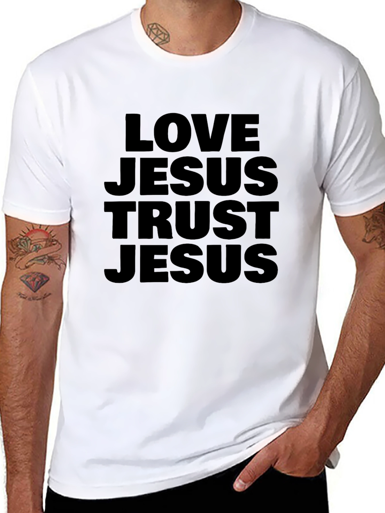 Love Jesus Trust Jesus Black T-Shirt