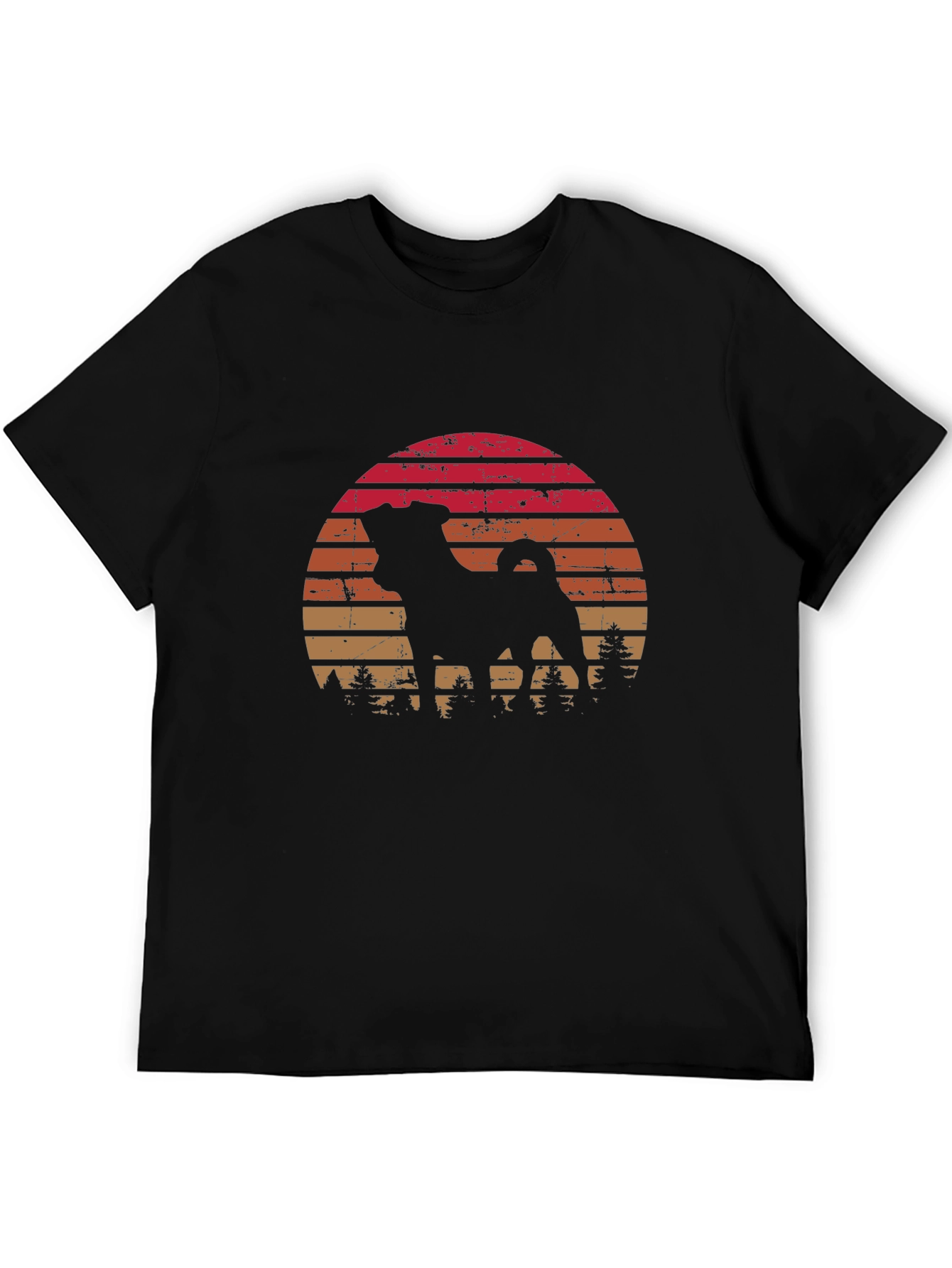 Retro Pug Silhouette Graphic Tee