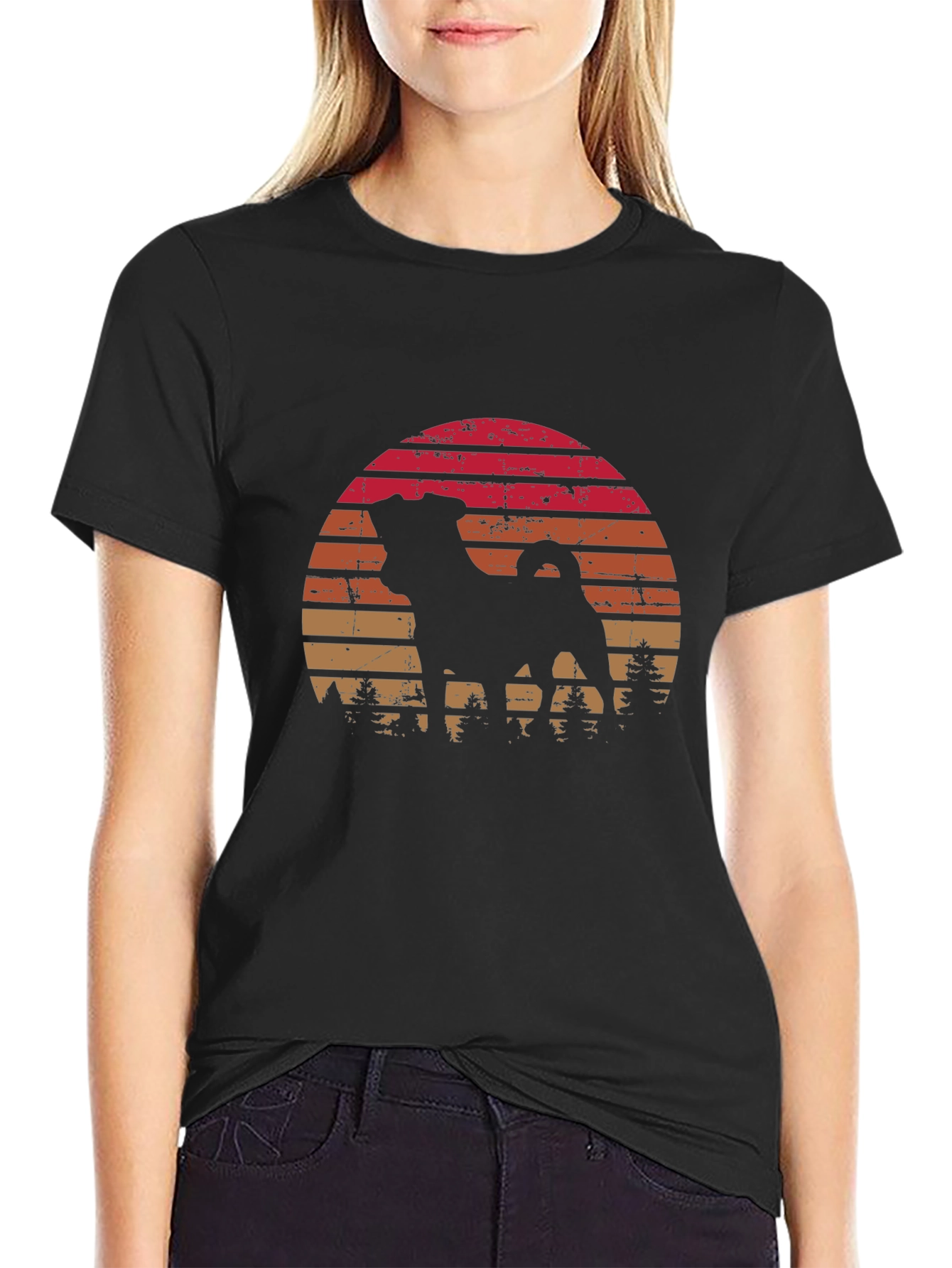 Retro Pug Silhouette Graphic Tee