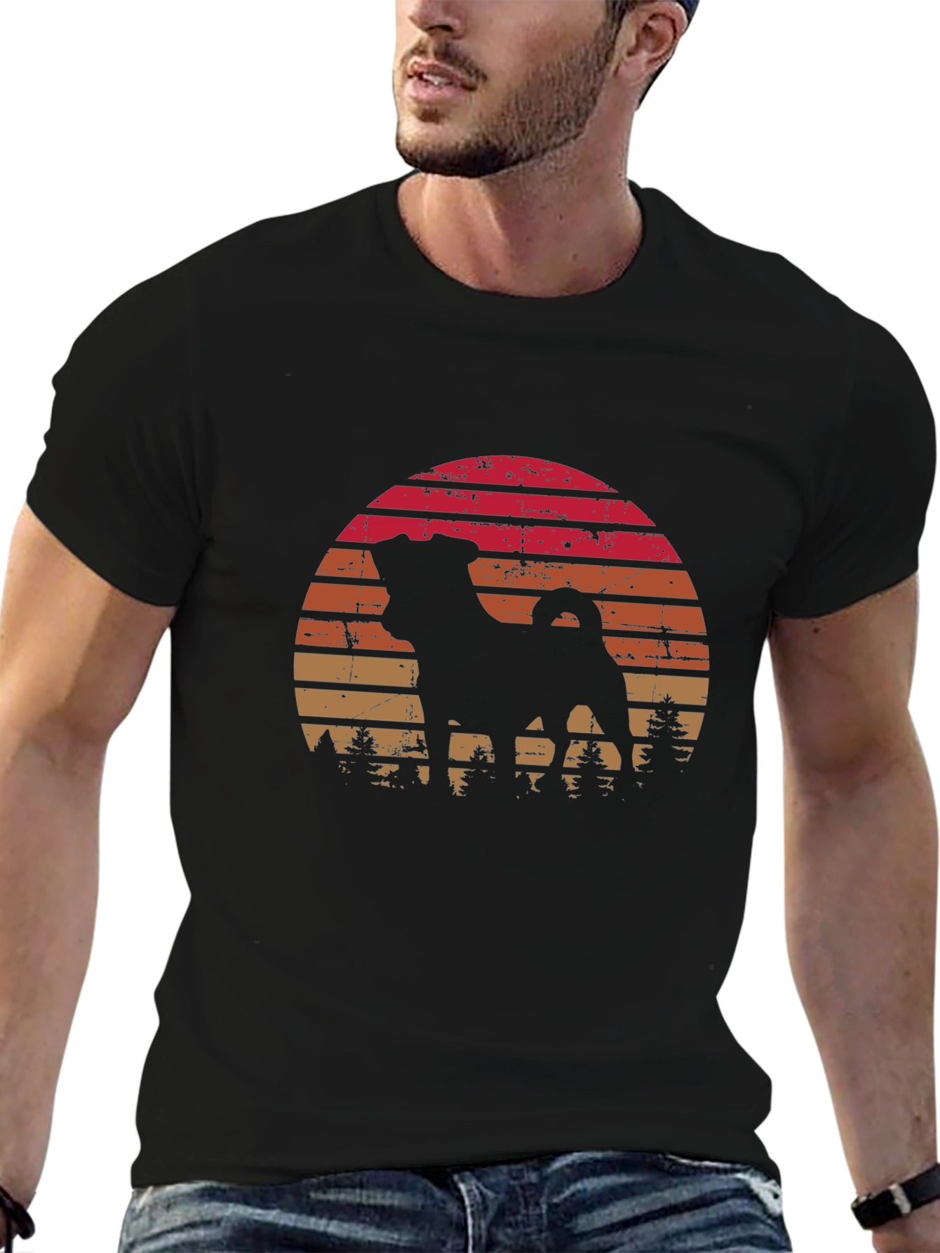 Retro Pug Silhouette Graphic Tee