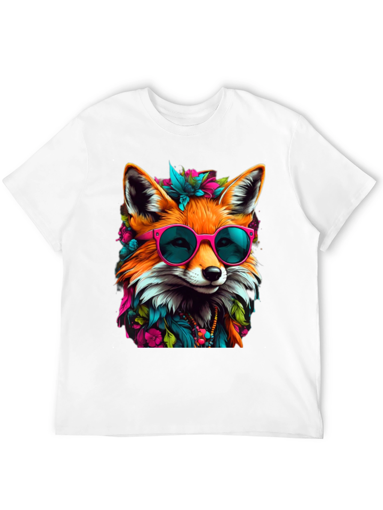 Fox with Sunglasses Graphic Tee - Stylish Animal Print