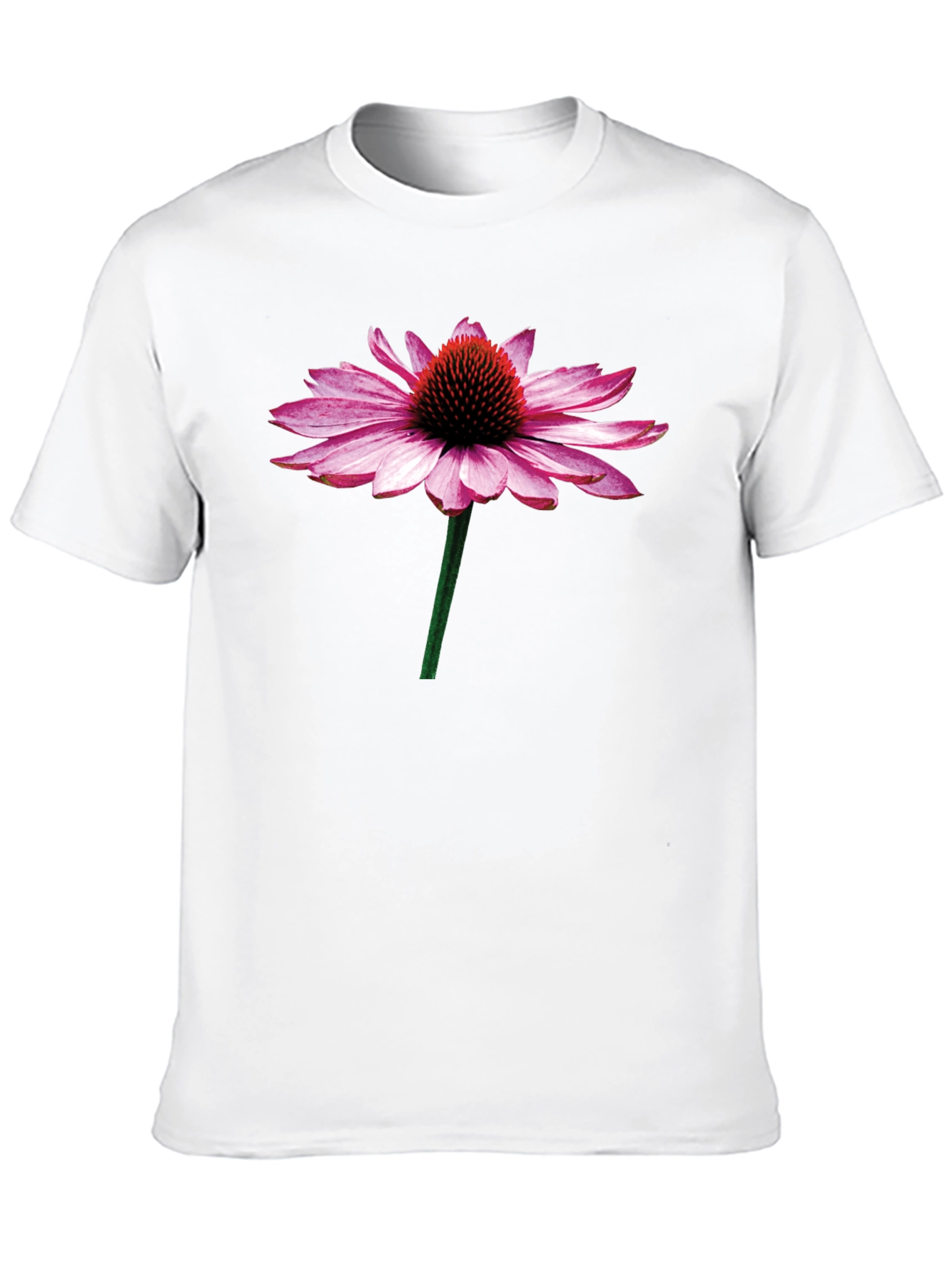 Echinacea Flower Graphic T-Shirt - Black Cotton Tee
