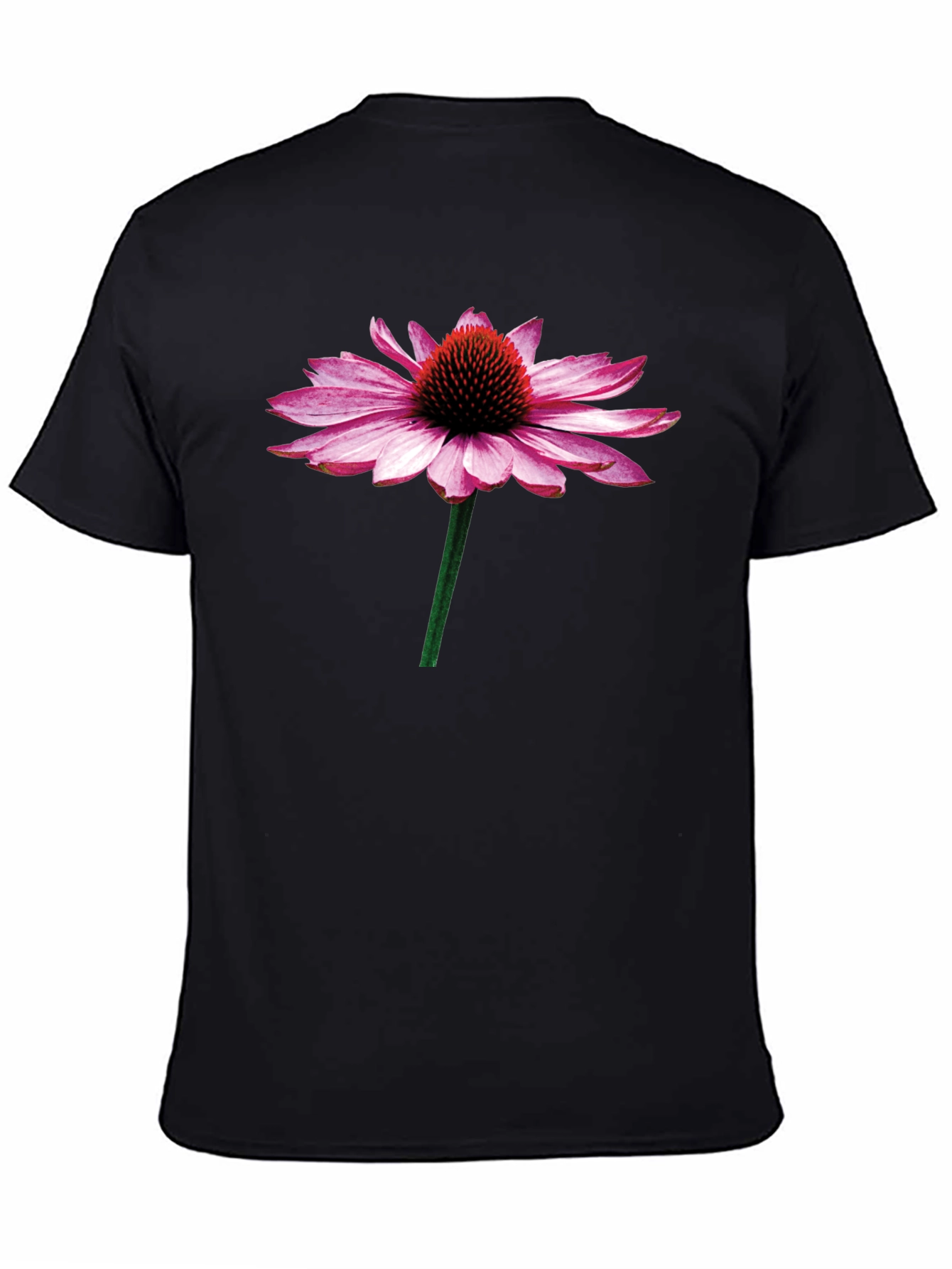 Echinacea Flower Graphic T-Shirt - Black Cotton Tee