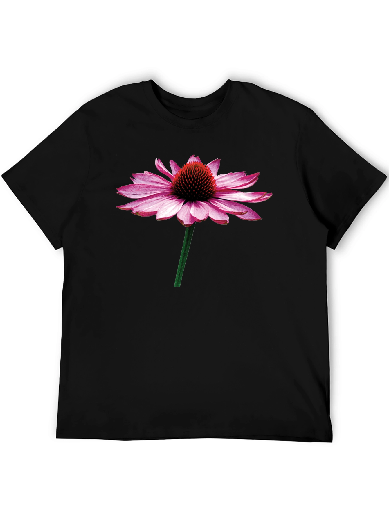 Echinacea Flower Graphic T-Shirt - Black Cotton Tee