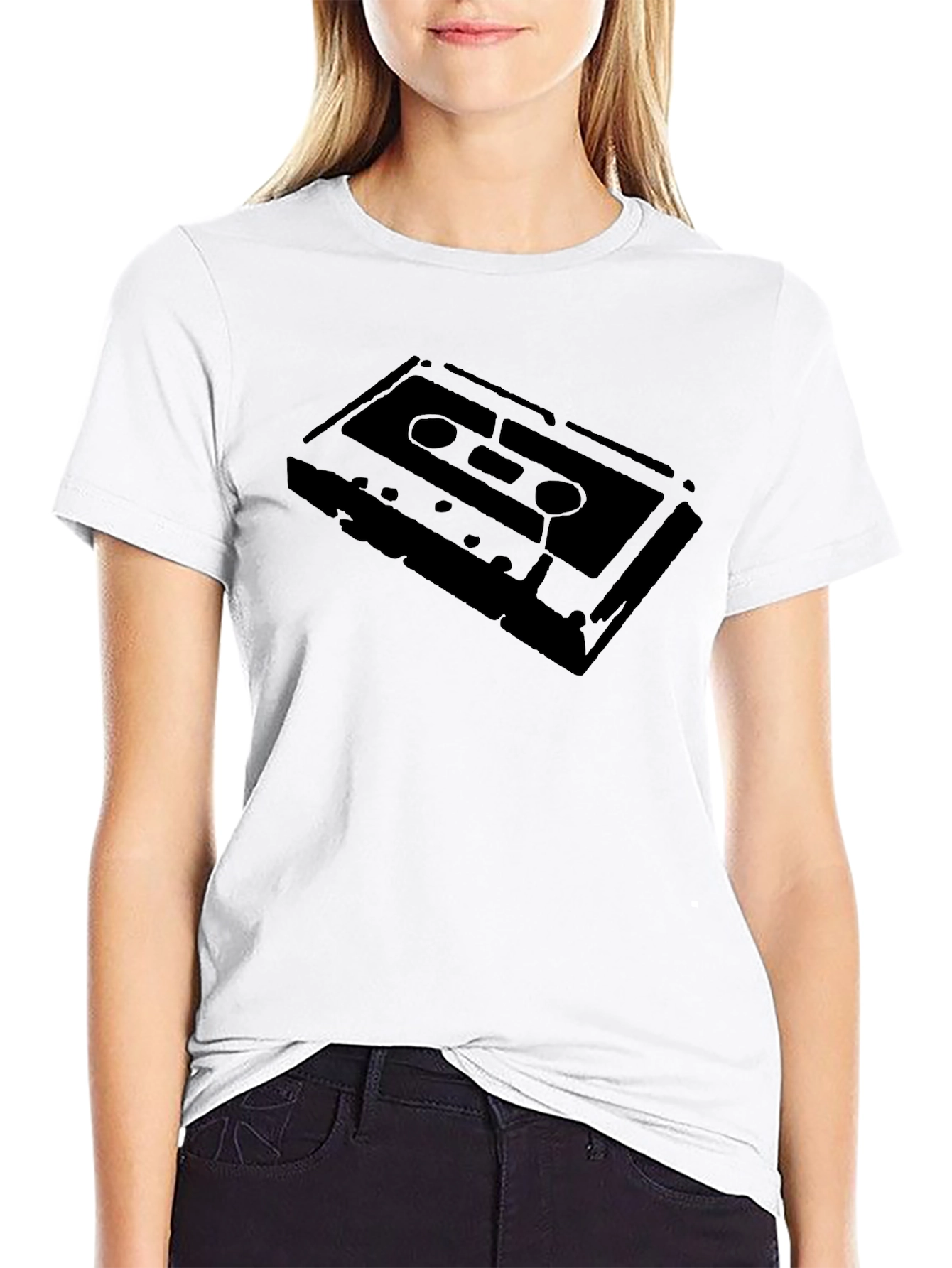 Retro Cassette Tape Graphic Tee - Black