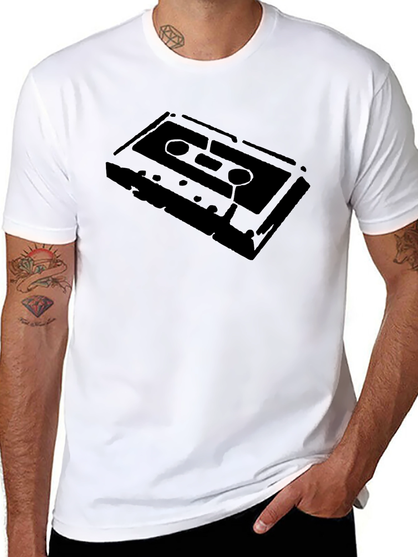 Retro Cassette Tape Graphic Tee - Black