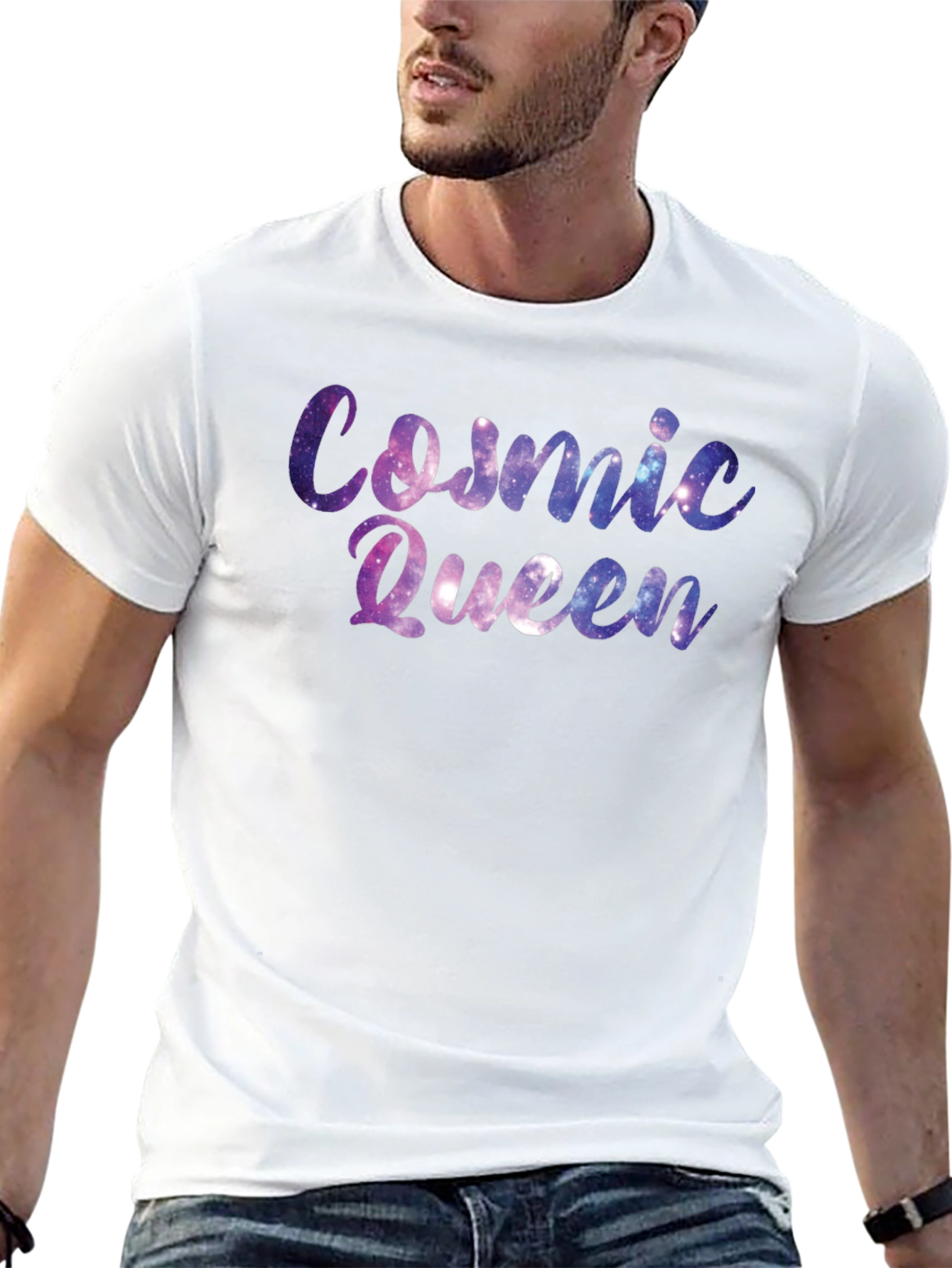 Cosmic Queen Black T-Shirt - Galaxy Design