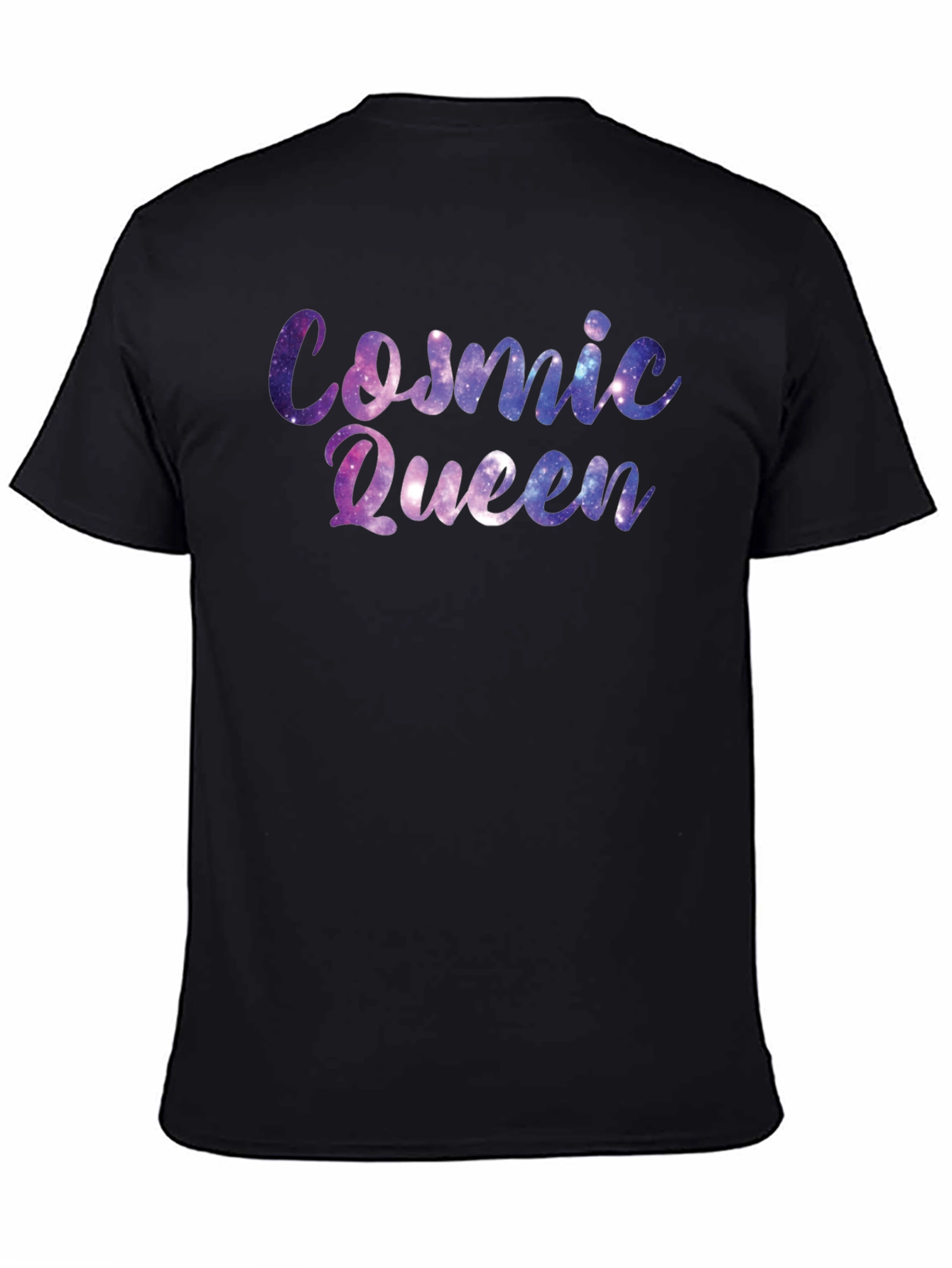 Cosmic Queen Black T-Shirt - Galaxy Design