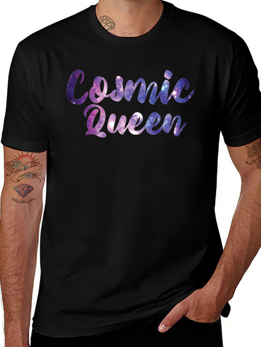 Cosmic Queen Black T-Shirt - Galaxy Design