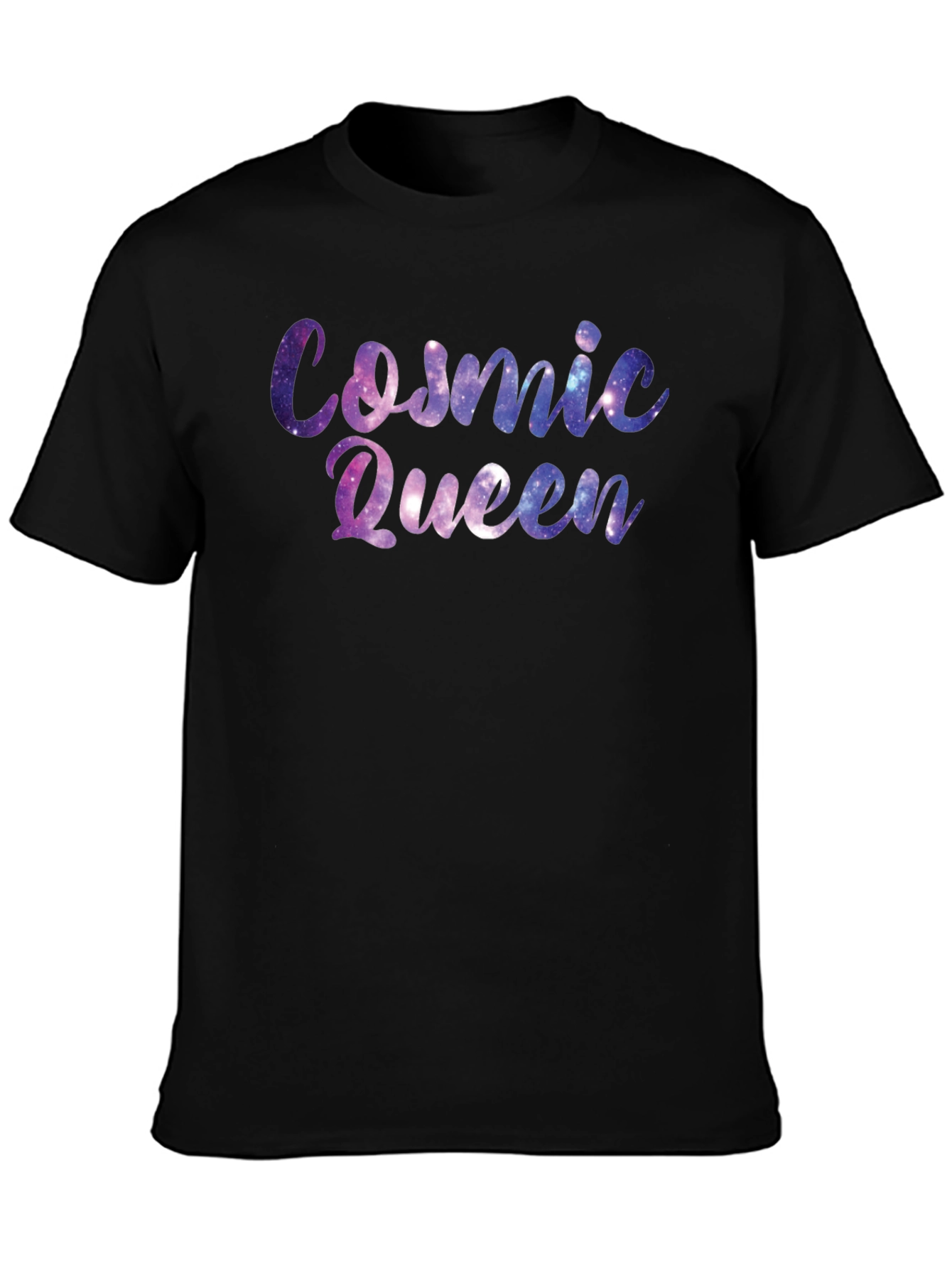 Cosmic Queen Black T-Shirt - Galaxy Design