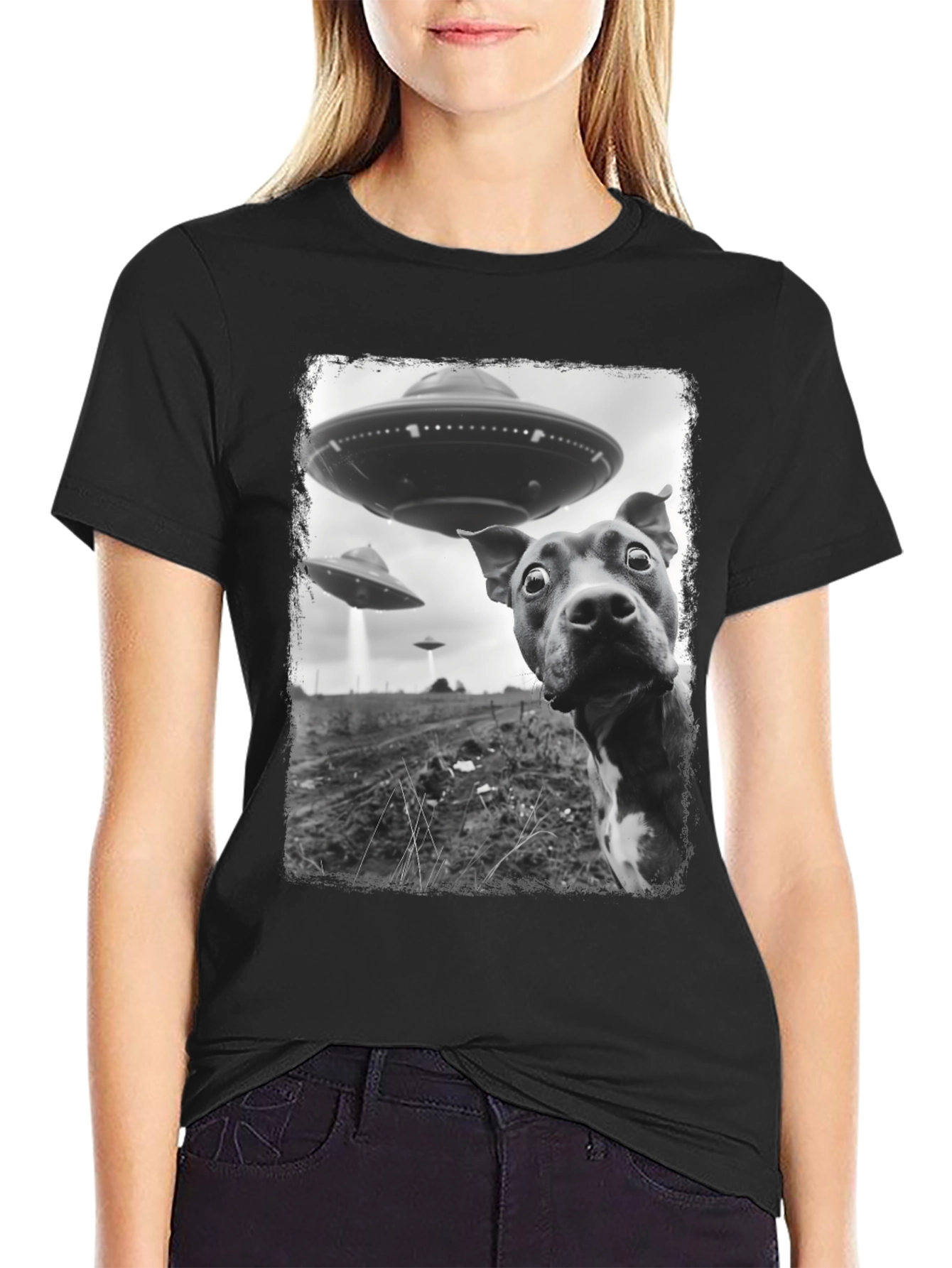 UFO Dog T-Shirt Alien Abduction Tee