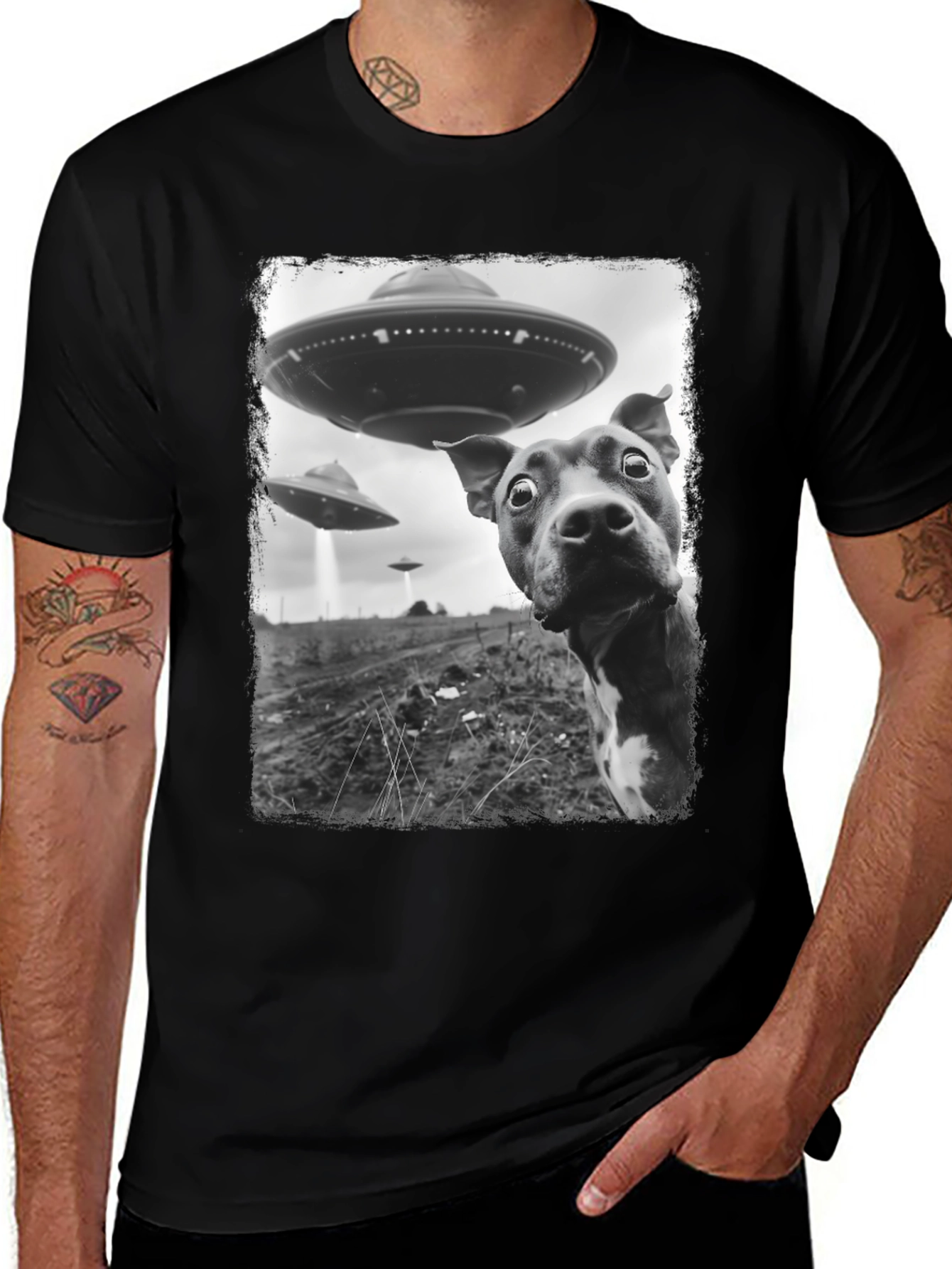 UFO Dog T-Shirt Alien Abduction Tee