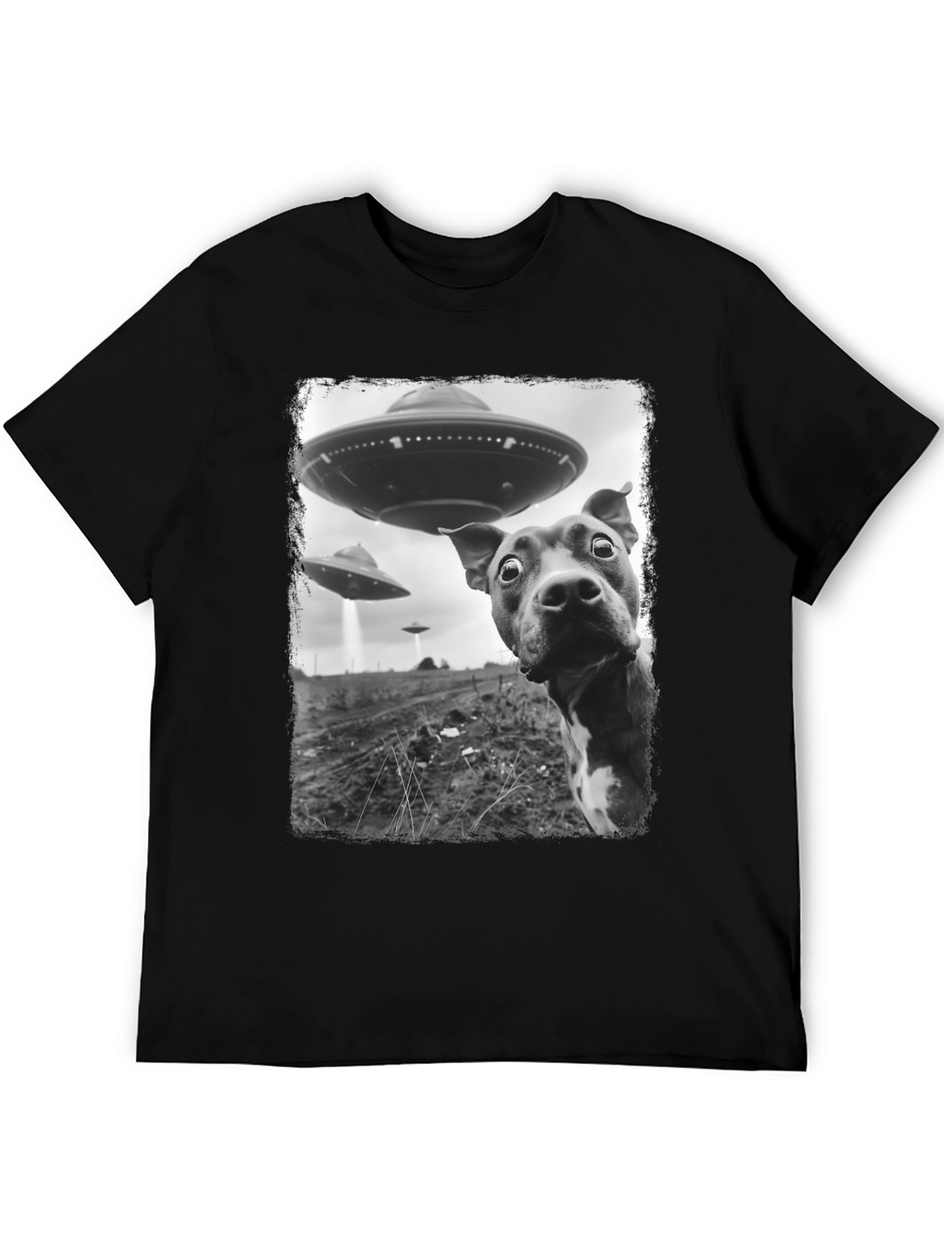 UFO Dog T-Shirt Alien Abduction Tee