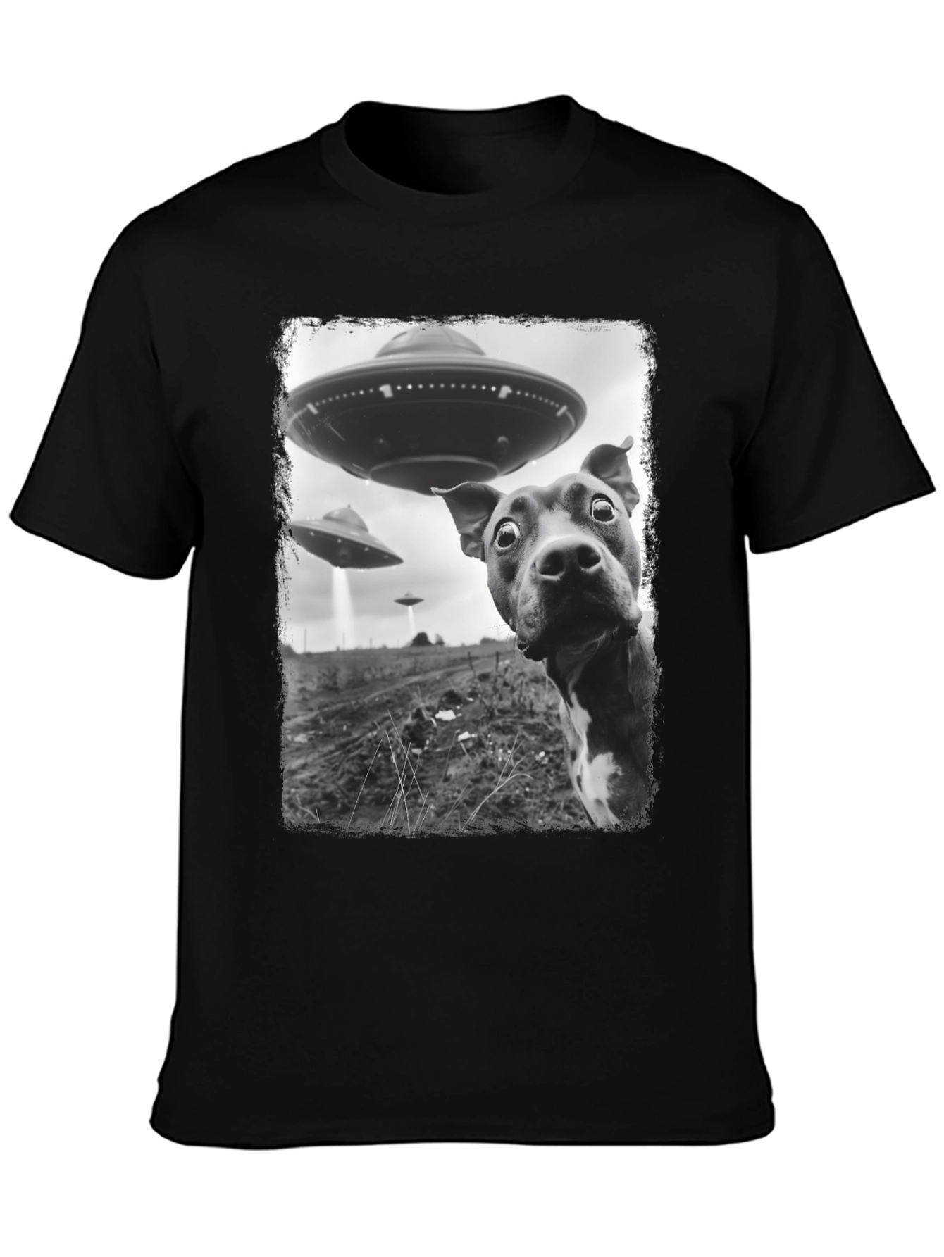 UFO Dog T-Shirt Alien Abduction Tee