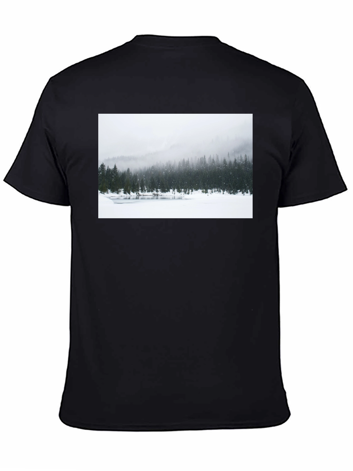Winter Landscape Graphic Tee - Black Cotton Blend
