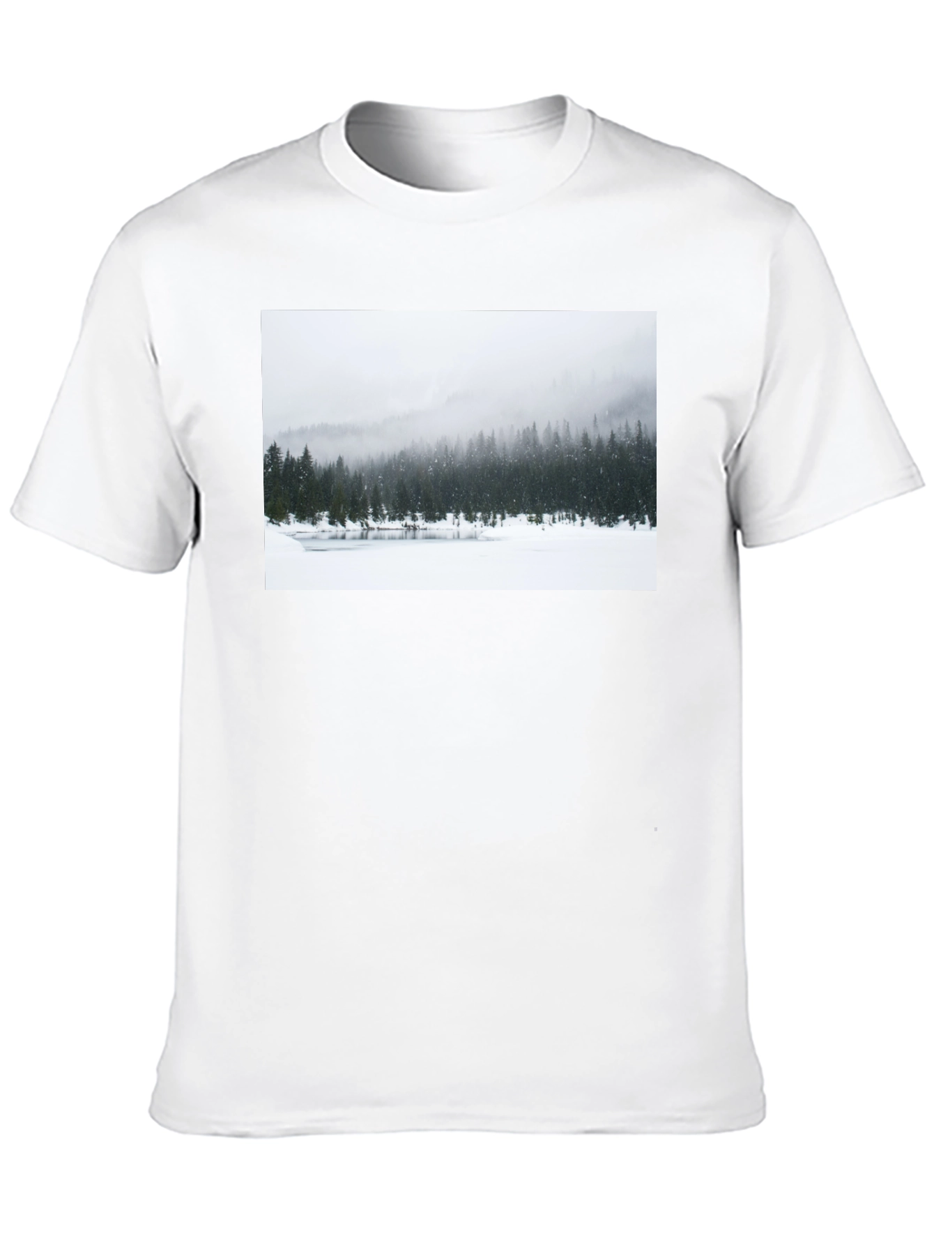 Winter Landscape Graphic Tee - Black Cotton Blend
