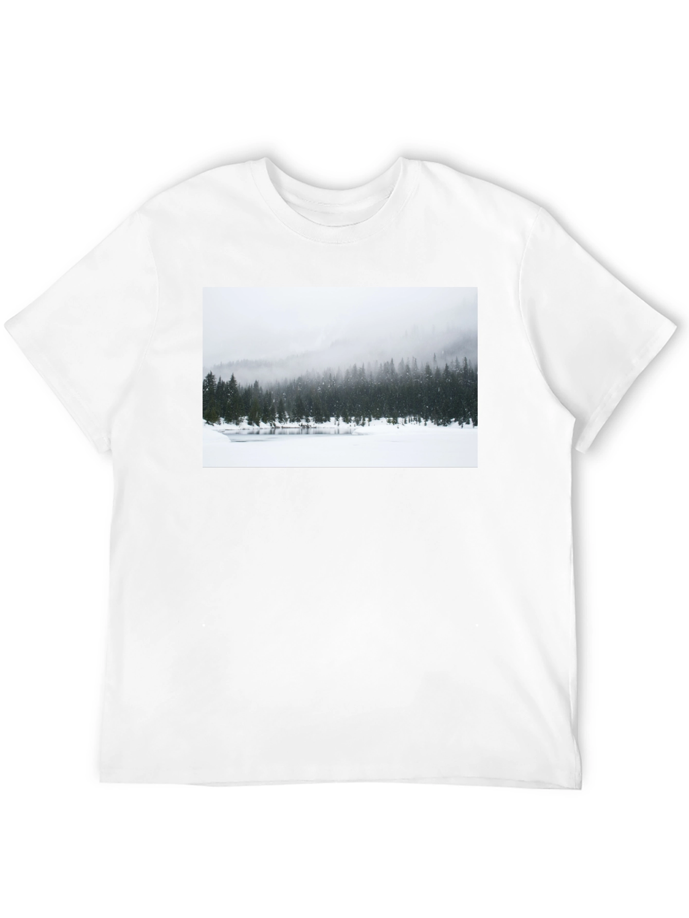 Winter Landscape Graphic Tee - Black Cotton Blend