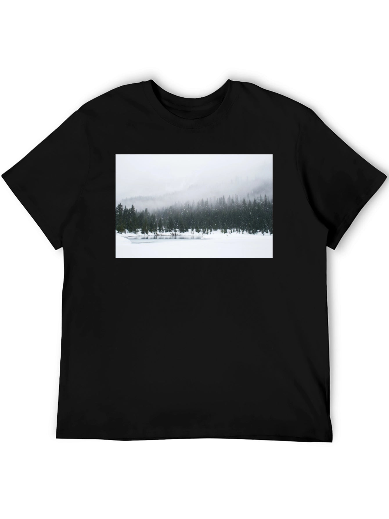 Winter Landscape Graphic Tee - Black Cotton Blend