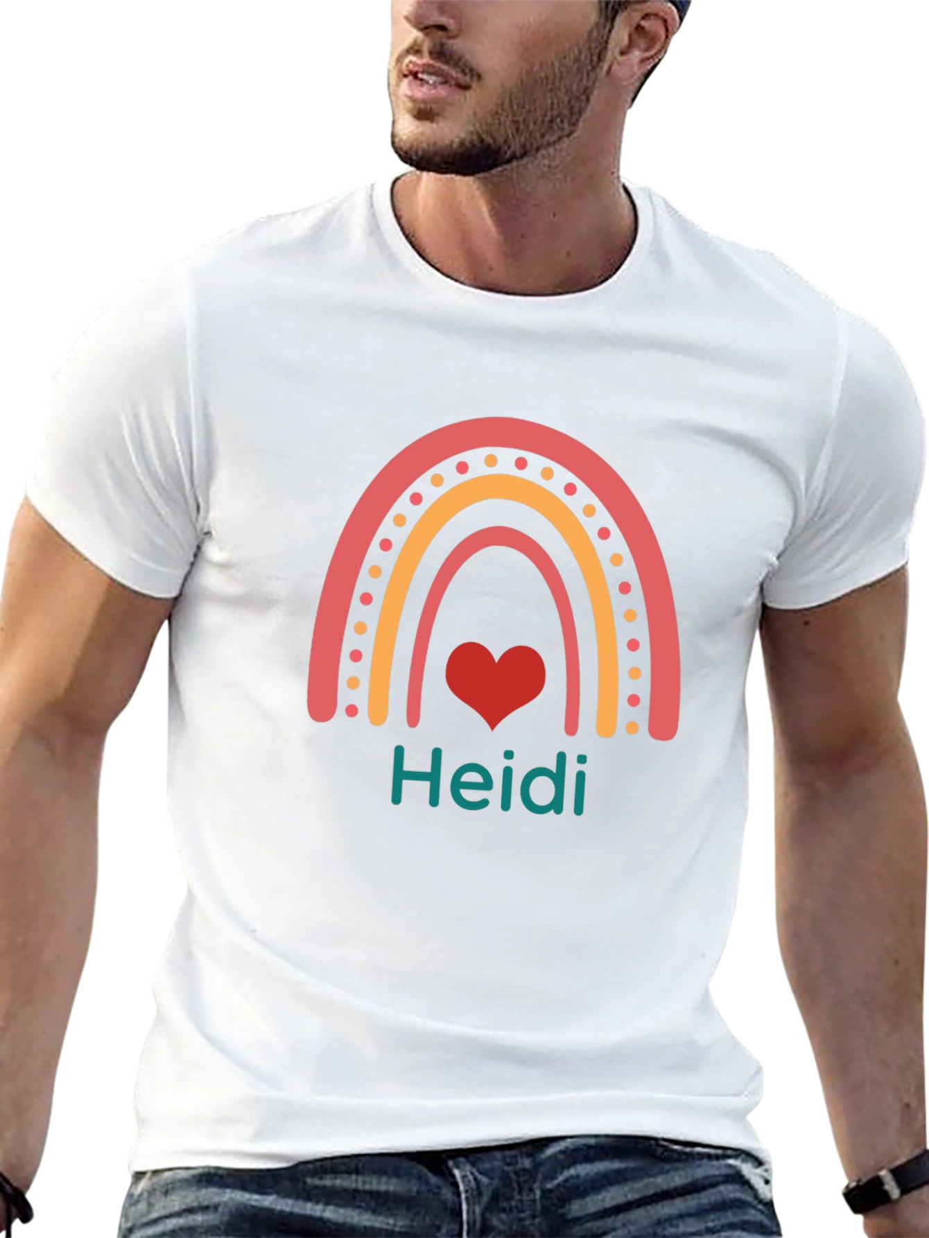 Personalized Heidi Rainbow Heart T-Shirt