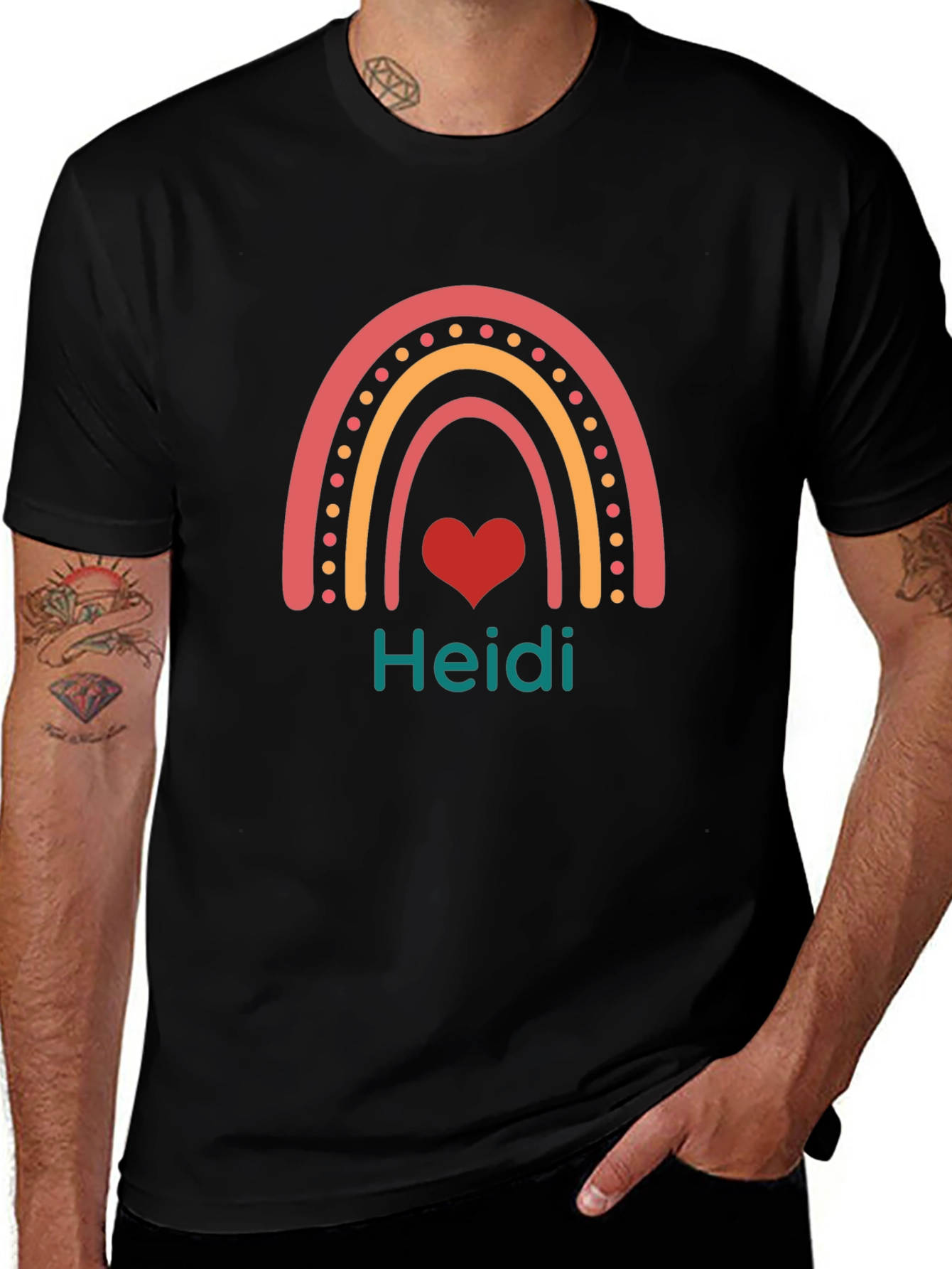 Personalized Heidi Rainbow Heart T-Shirt