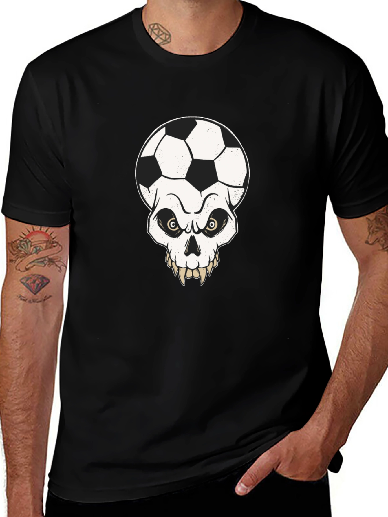 Soccer Skull Graphic Tee - Mens Black T-Shirt