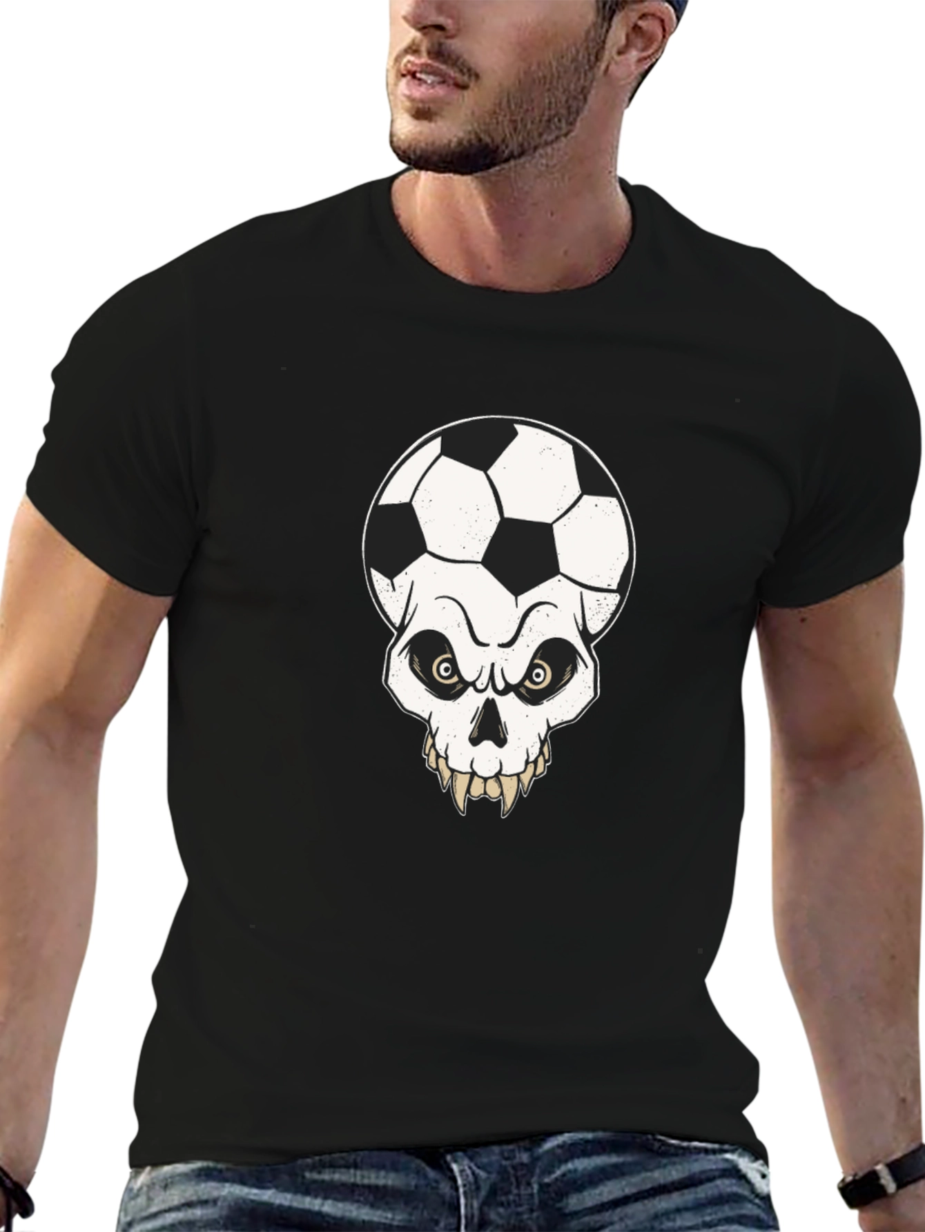 Soccer Skull Graphic Tee - Mens Black T-Shirt