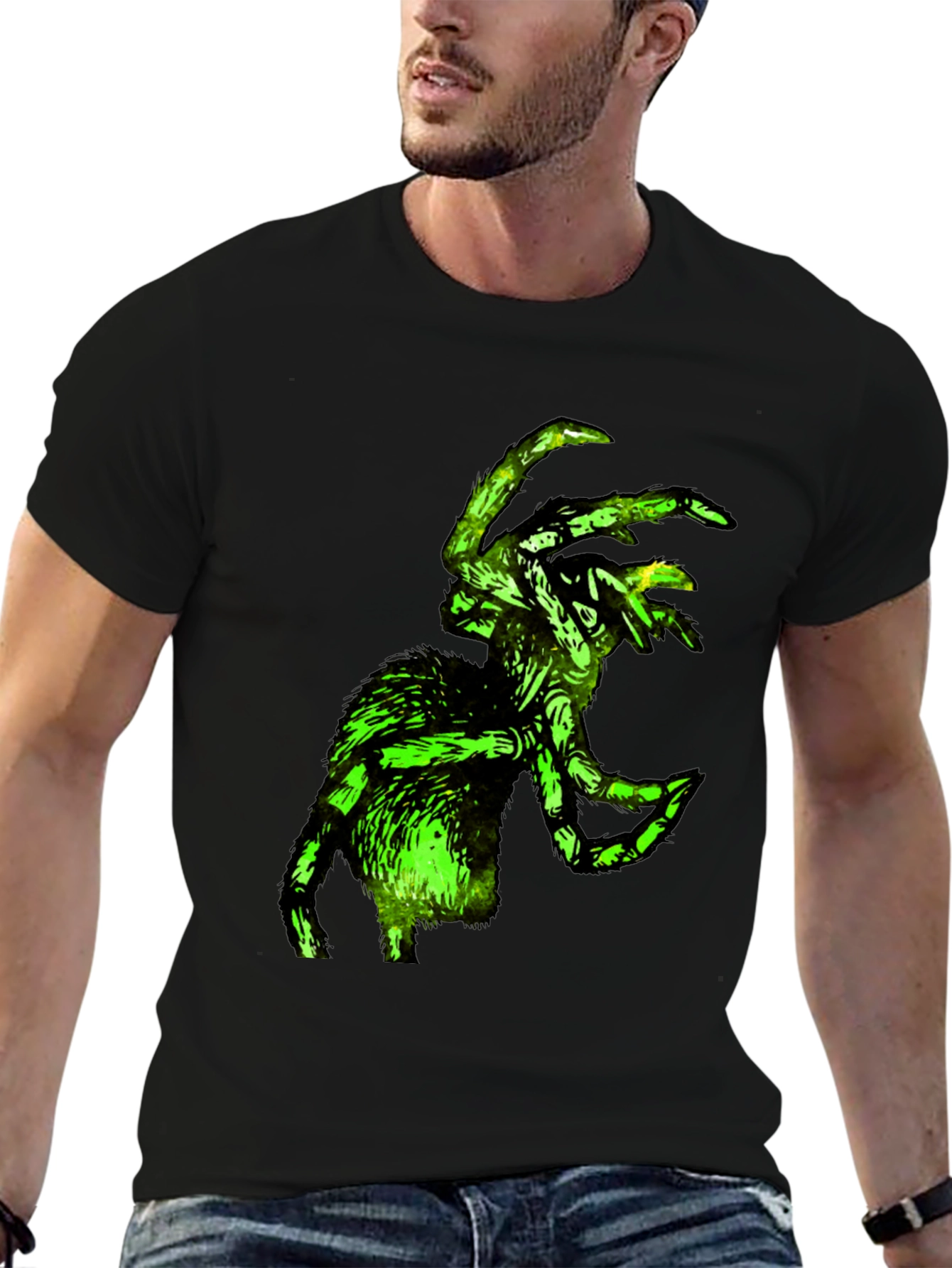 Green Glowing Spider Graphic T-Shirt