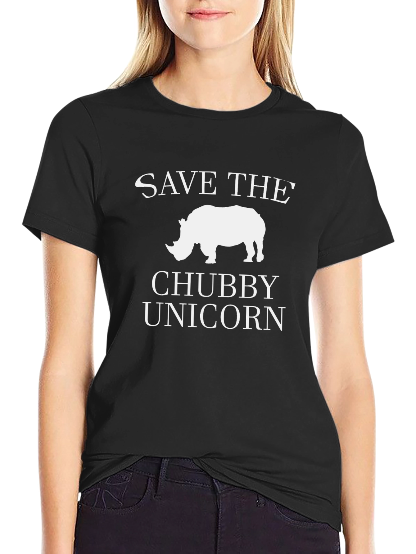 Save the Chubby Unicorn Black T-Shirt
