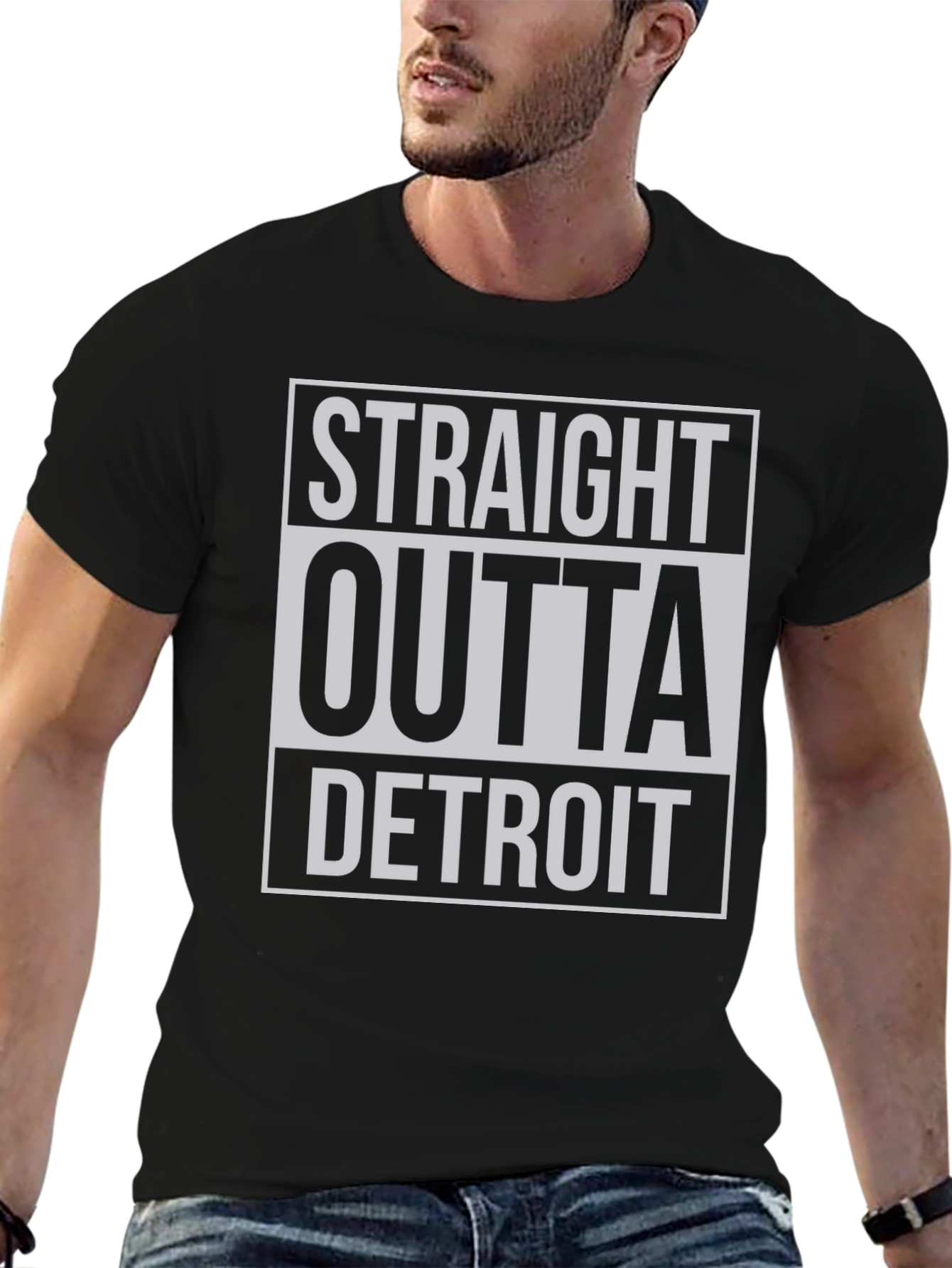 Straight Outta Detroit Black Graphic T-Shirt