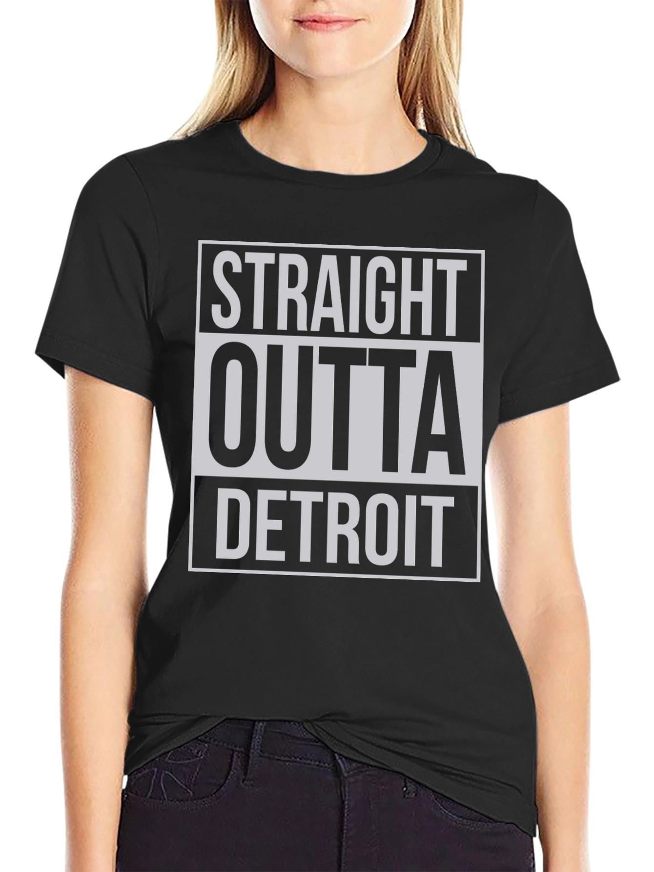 Straight Outta Detroit Black Graphic T-Shirt