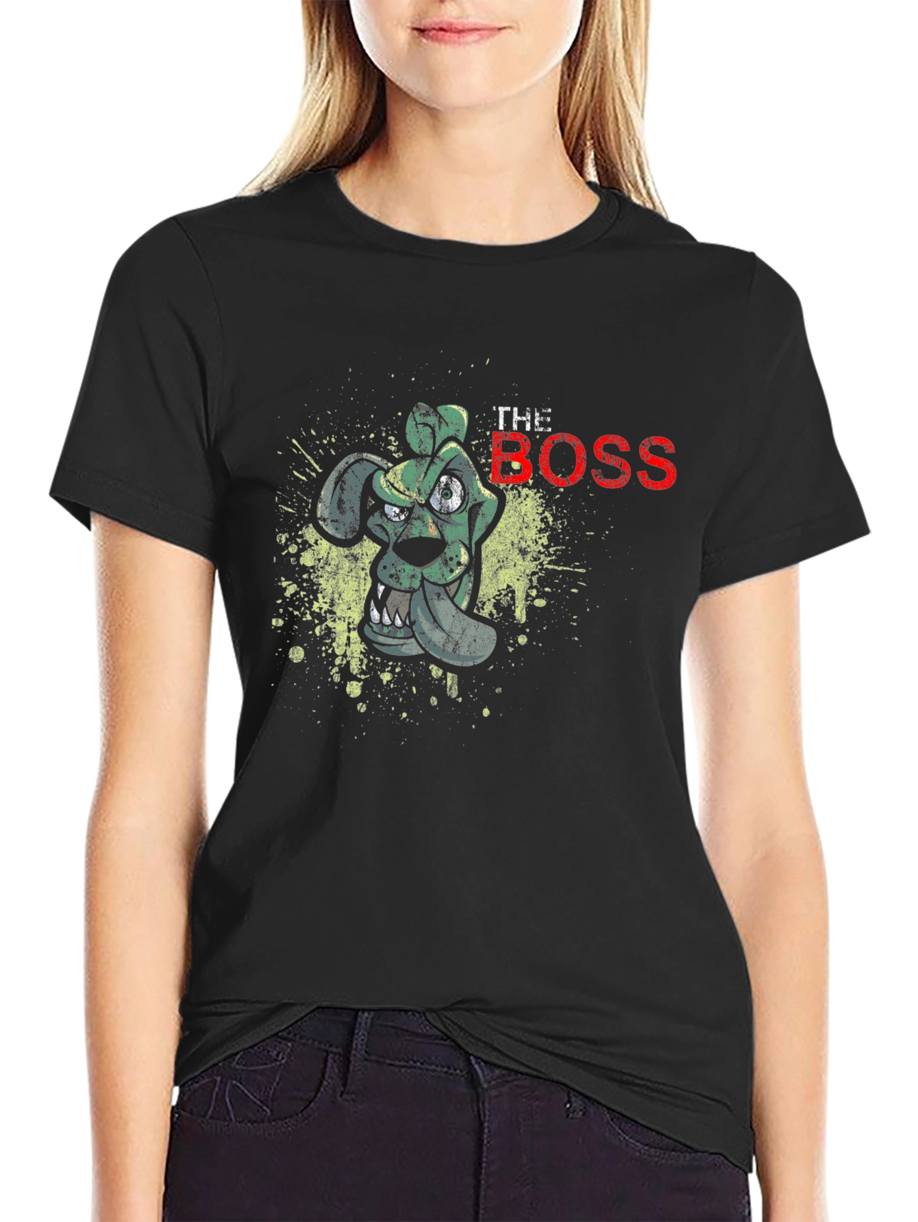 The Boss Cartoon Dog Black Graphic T-Shirt