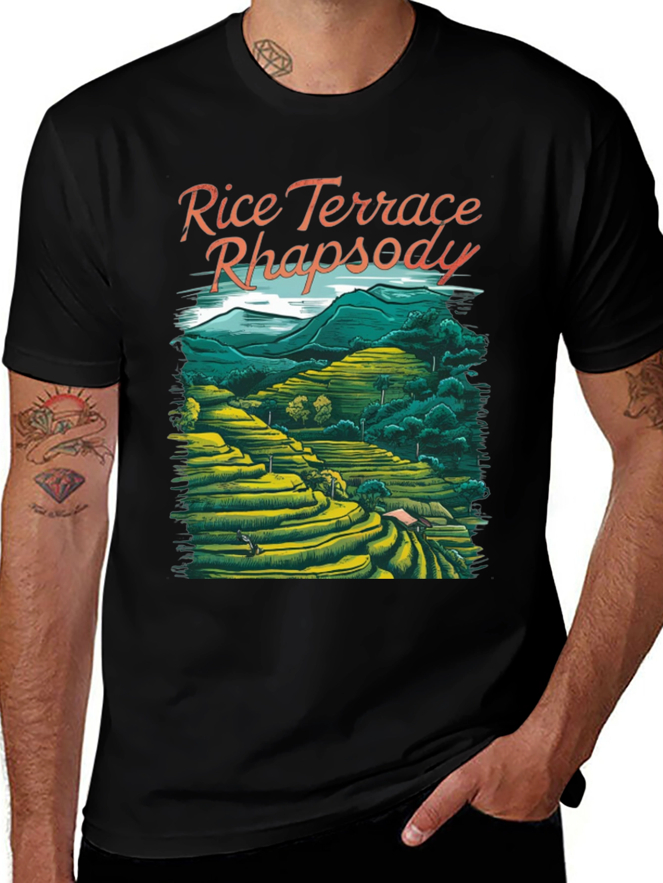 Rice Terrace Rhapsody Black Graphic Tee
