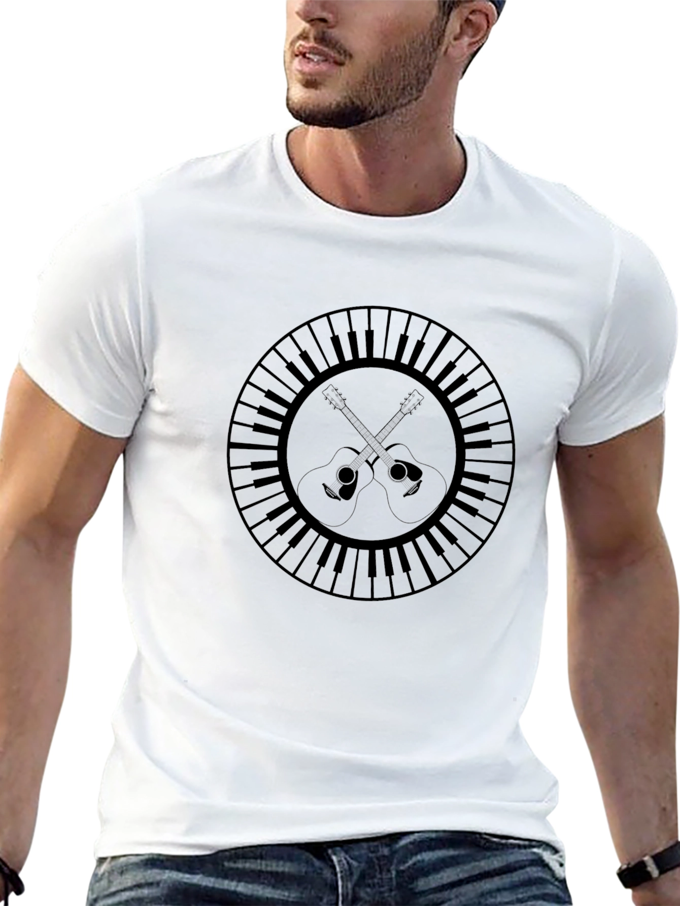 Musical Guitar Piano Graphic Tee