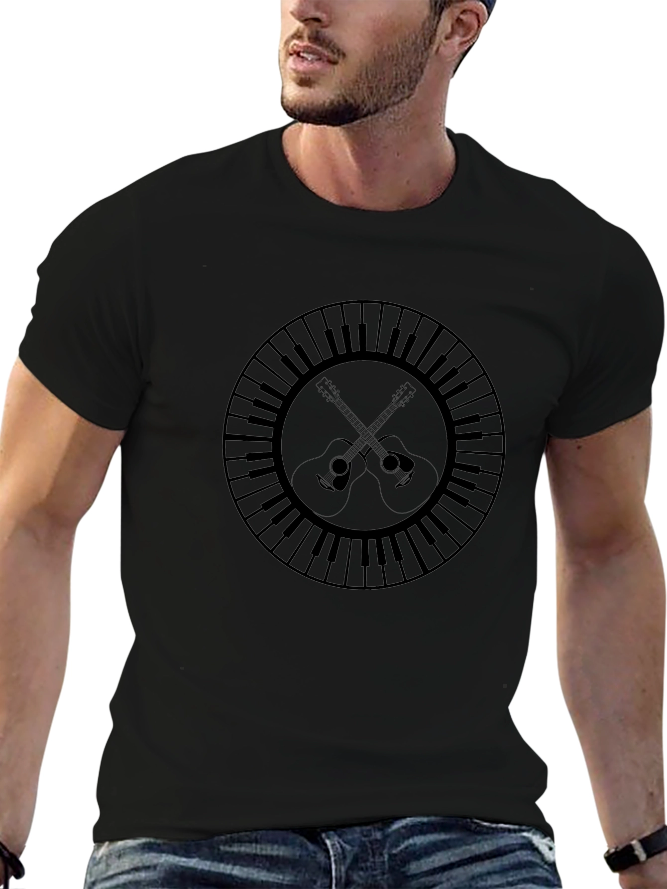 Musical Guitar Piano Graphic Tee