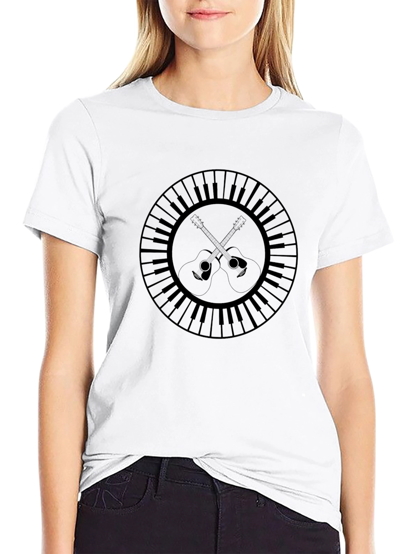 Musical Guitar Piano Graphic Tee