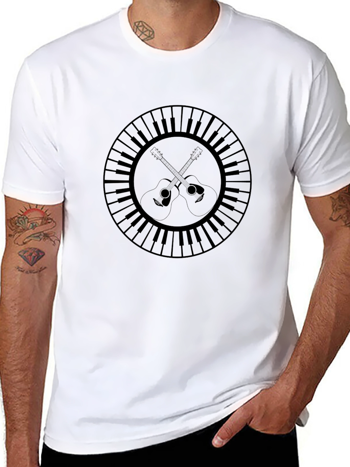 Musical Guitar Piano Graphic Tee