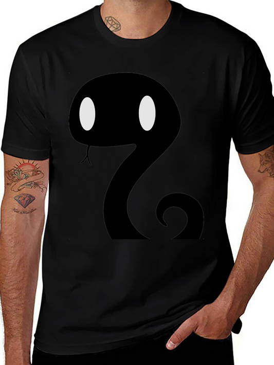 Cartoon Snake Graphic Tee - Mens Black T-Shirt